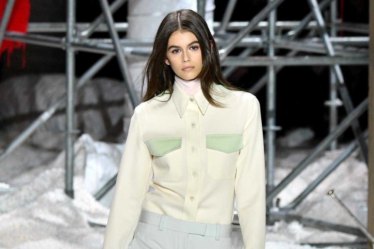 Kaia Gerber walks the runway for Calvin Klein autumn/winter 2018.