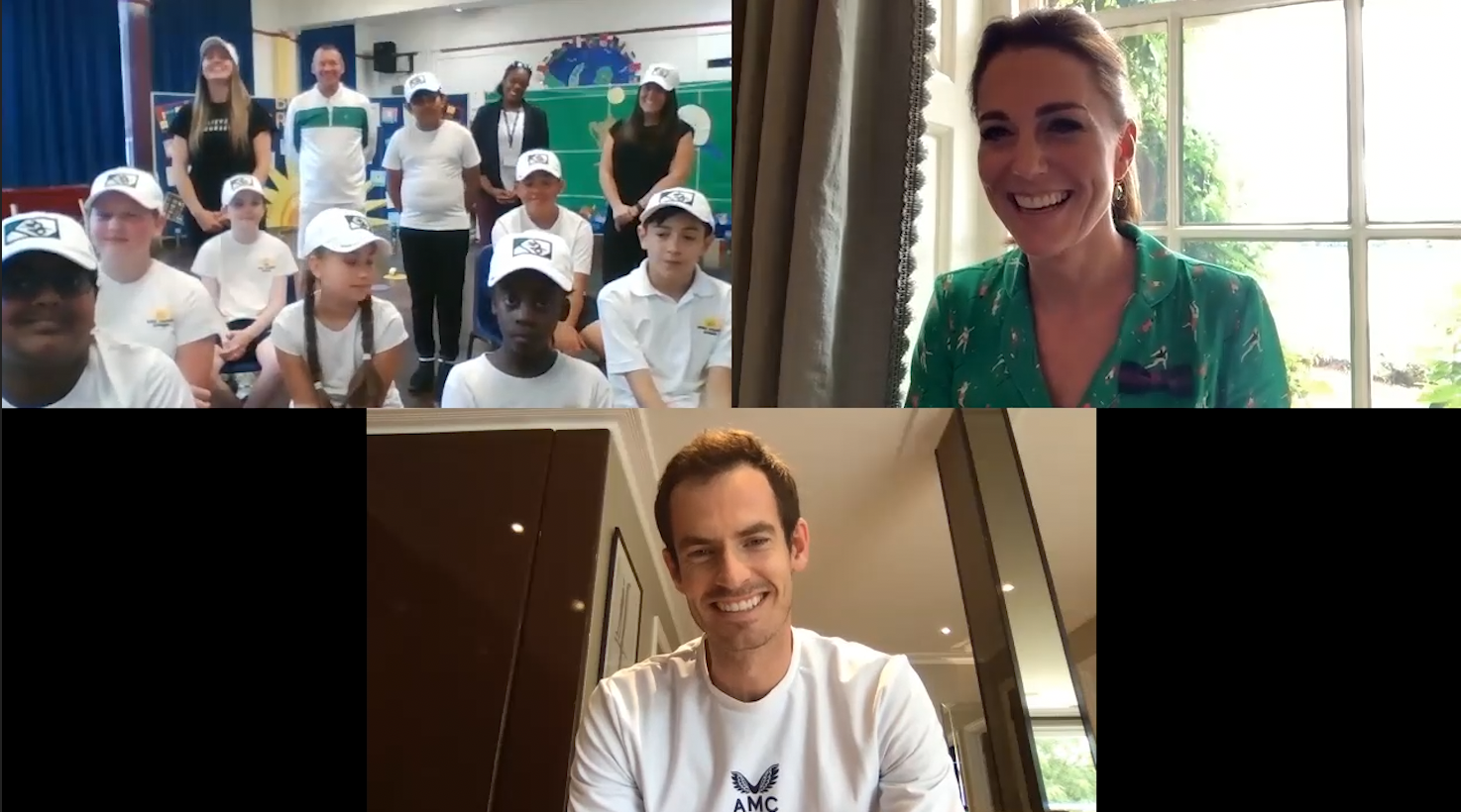 Kate Middleton spoke with schoolchildren via video call alongside Andy Murray (Kensington Royal)