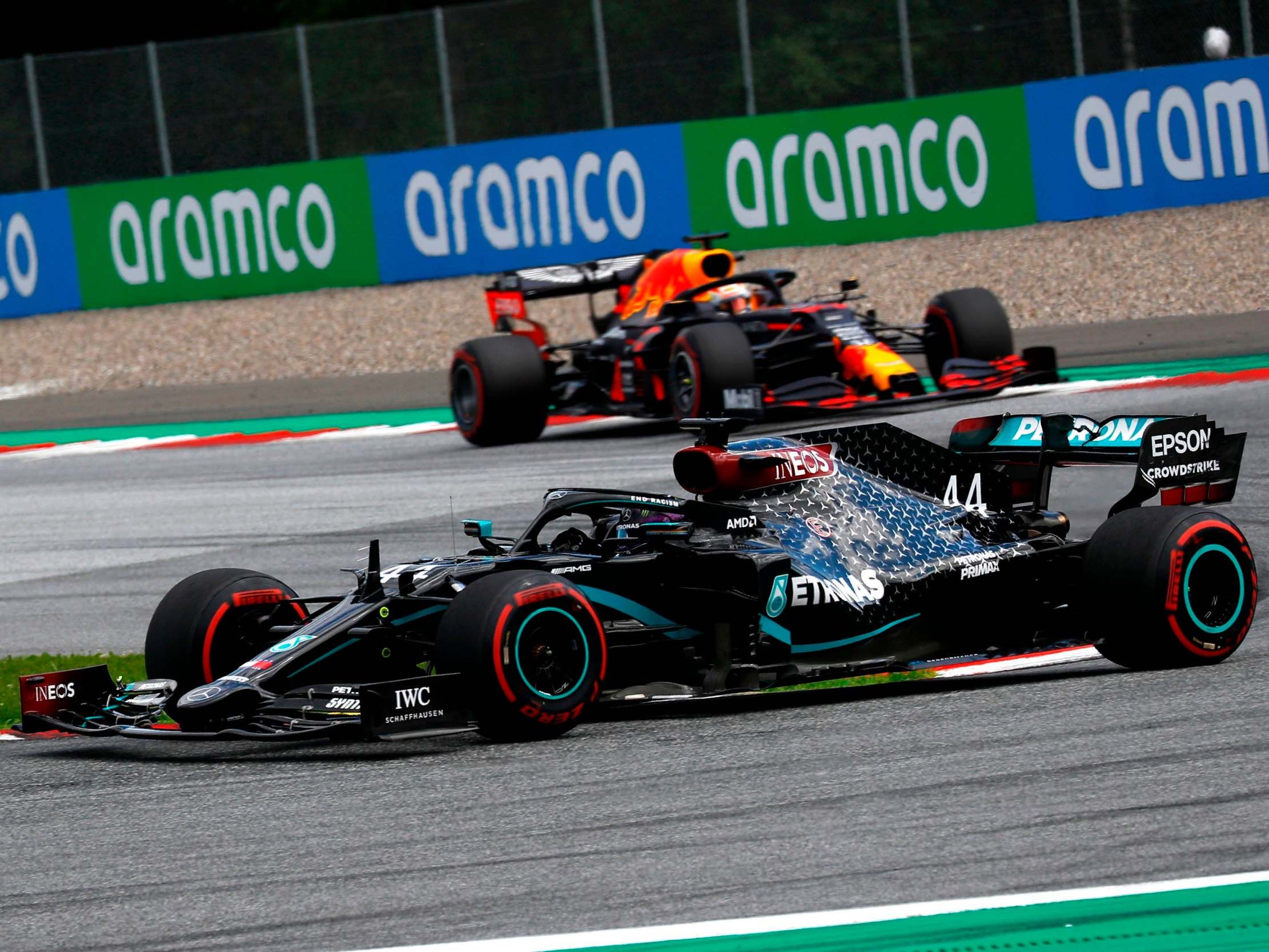 Hamilton leads Verstappen during the Styrian Grand Prix