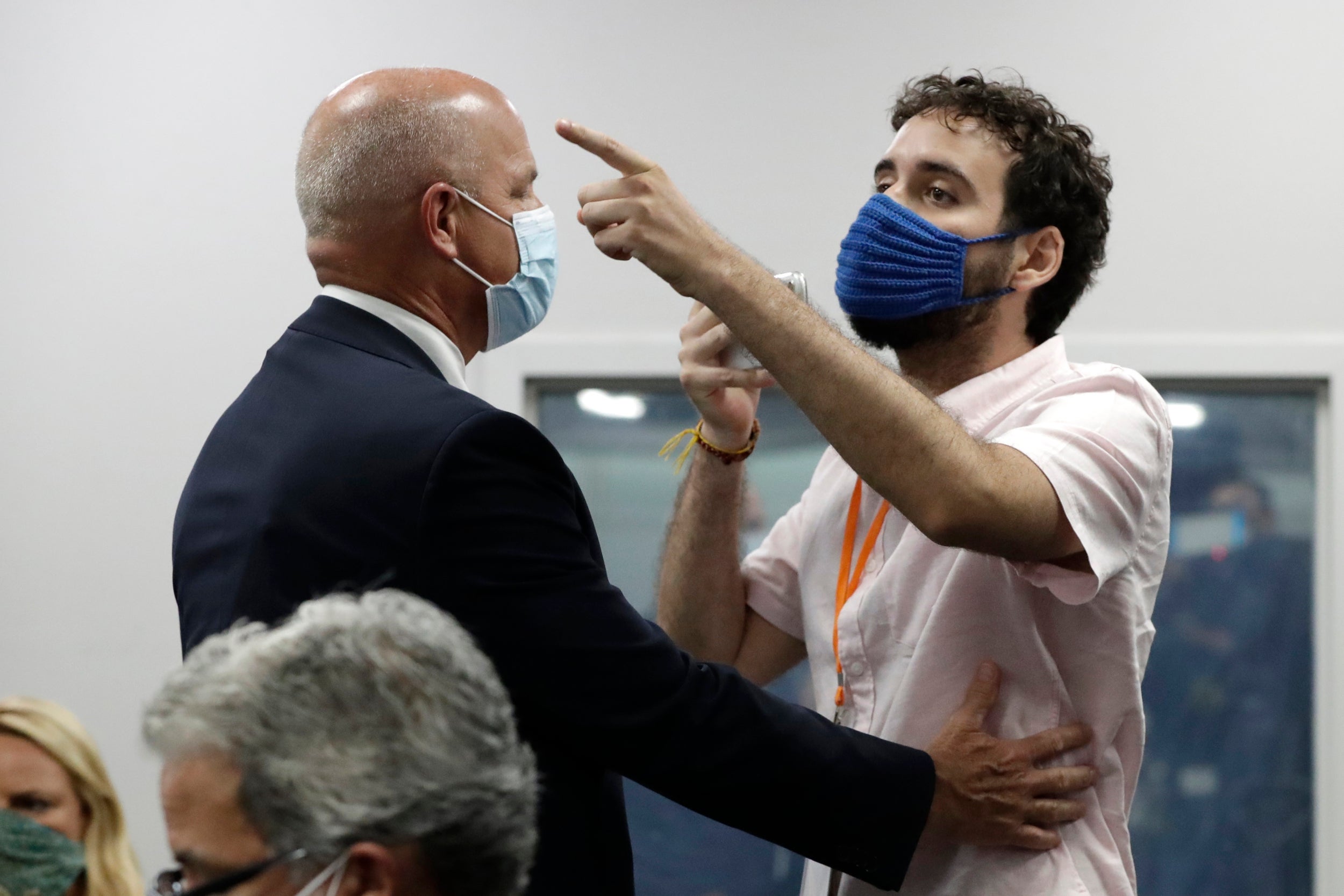 Thomas Kennedy of Florida heckles governor Ron DeSantis at a coronavirus press conference in Miami