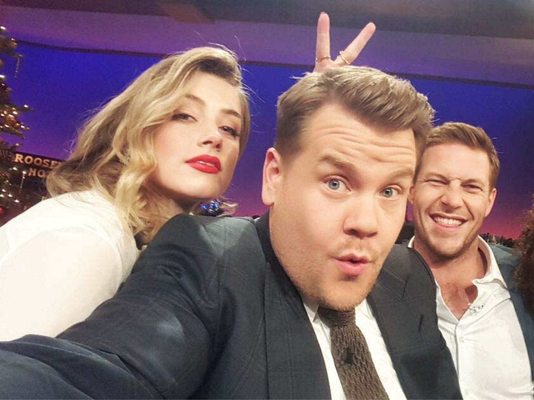 Undated picture shown in court of Amber Heard on the James Corden show in December 2015.