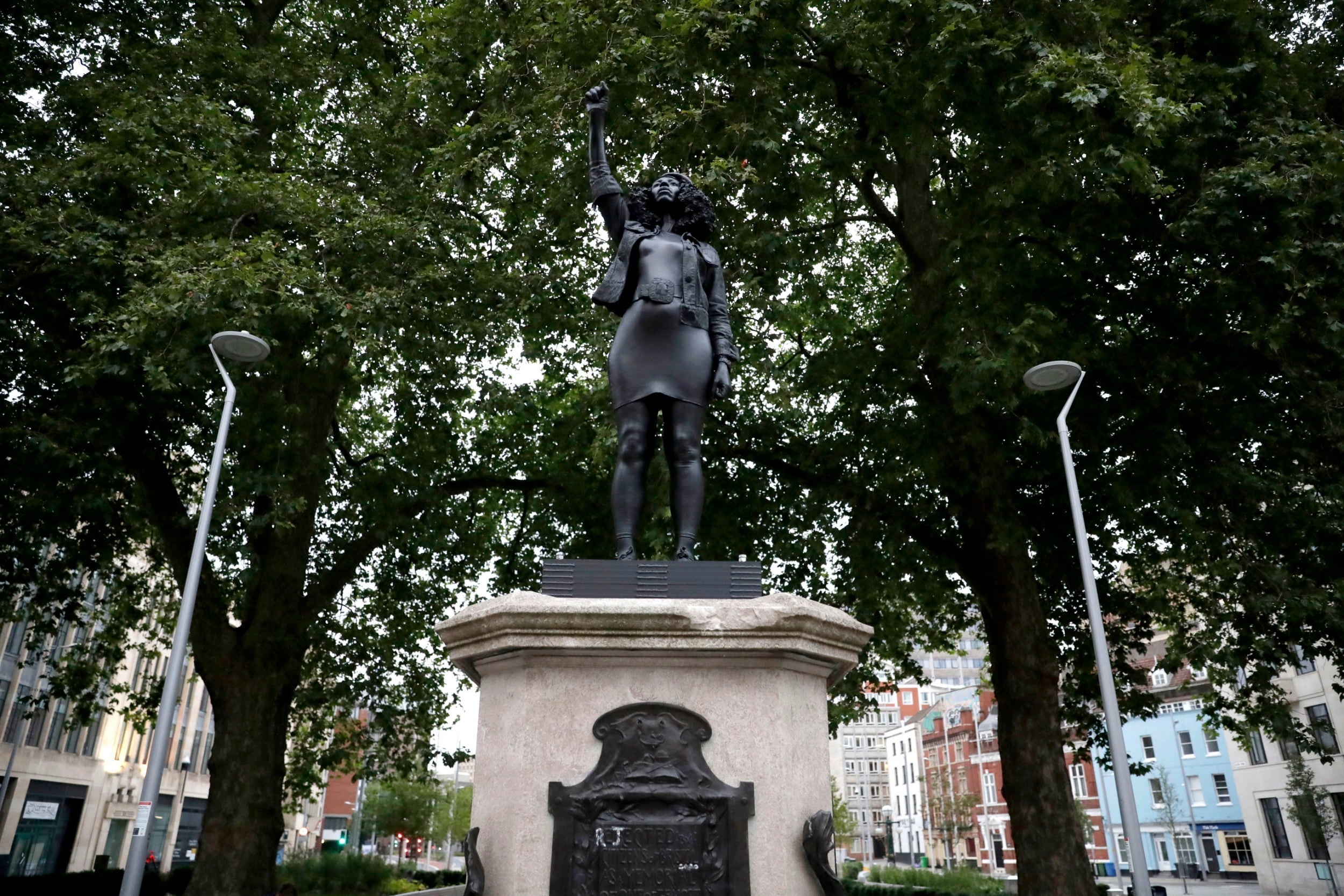 Edward Colston statue in Bristol replaced by resin sculpture of Black Lives Matter protester
