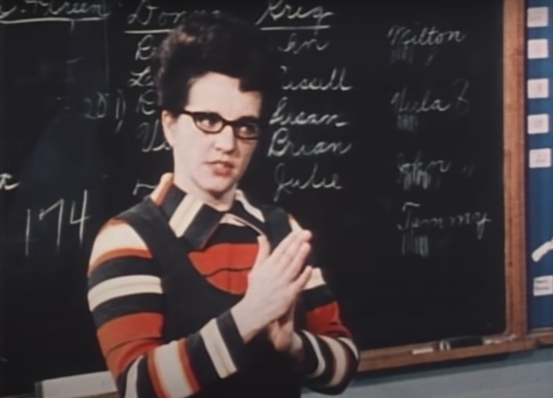 Jane Elliott leads a ‘blue eyes, brown eyes’ exercise in 1970