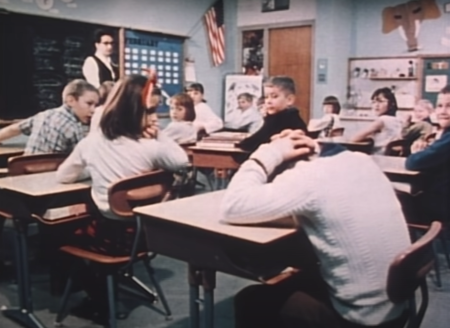 A student becomes upset during the ‘blue eyes, brown eyes’ exercise