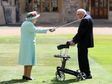 Captain Tom Moore receives knighthood from the Queen