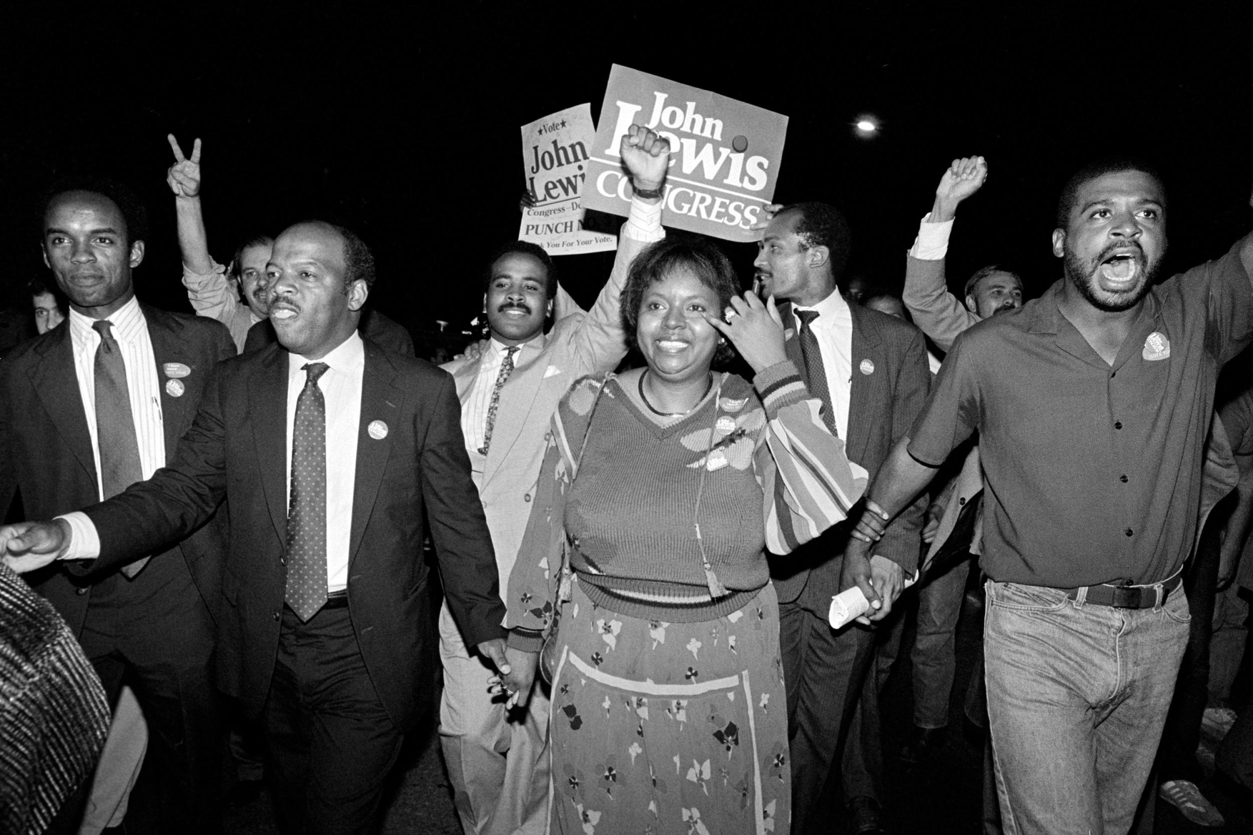 Lewis and his wife Lillian after he defeated Julian Bond to win his seat in Congress