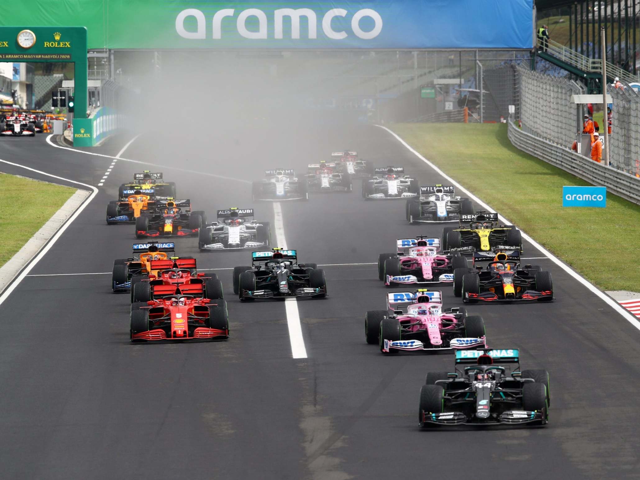 Lewis Hamilton leads the Hungarian Grand Prix