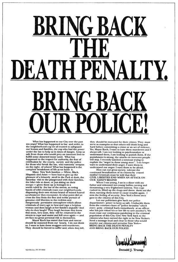 The full-page ad that appeared in The New York Times