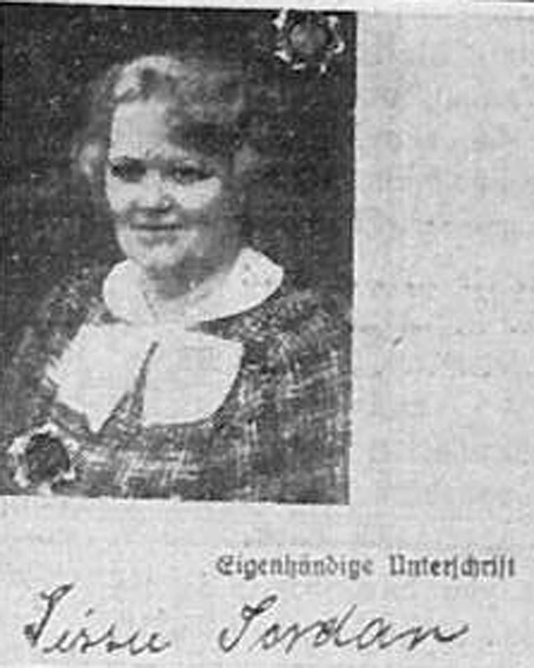 An image of Jordan thought to be taken from one of her German documents