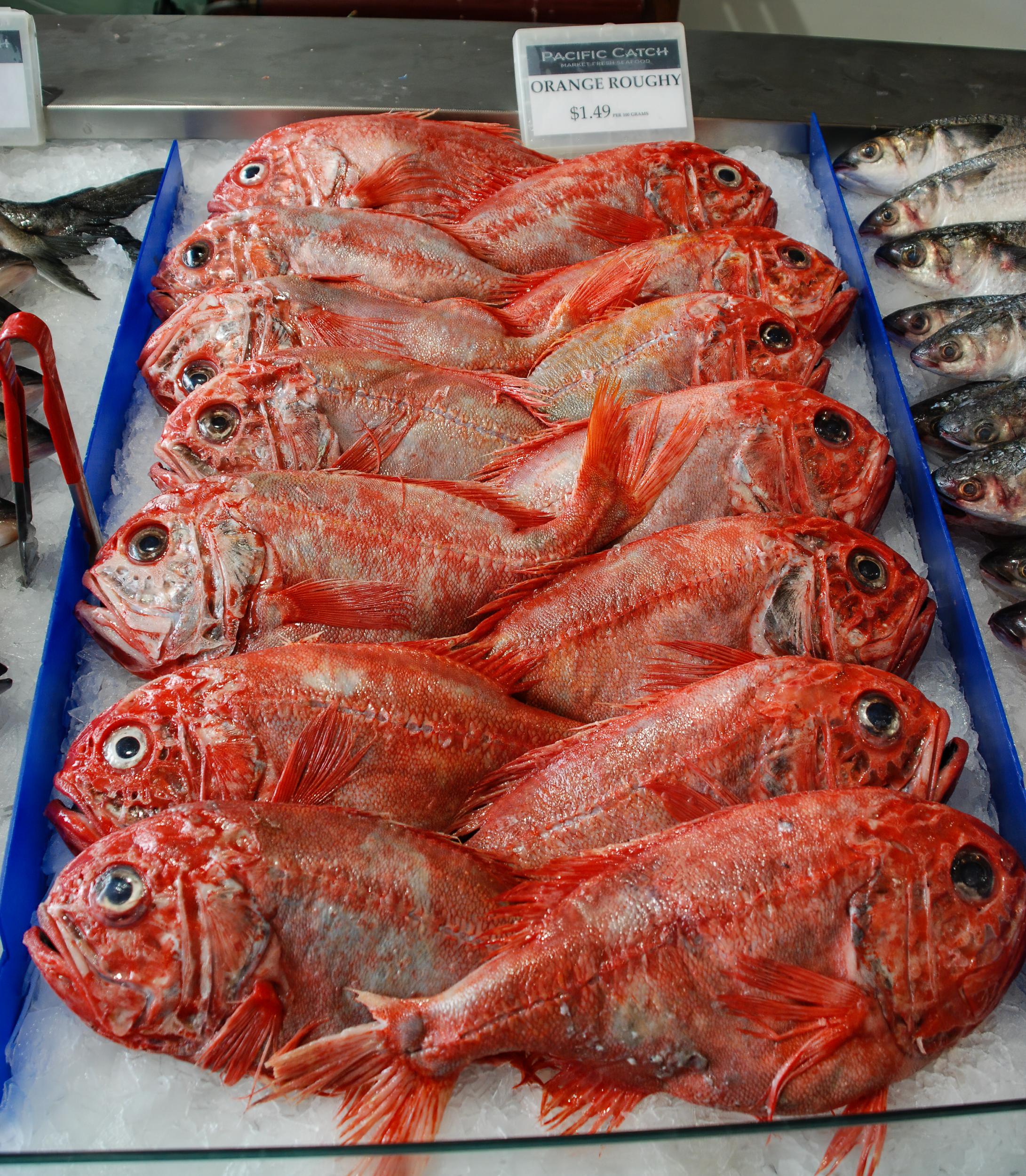 Orange roughy for sale at a market in New Zealand