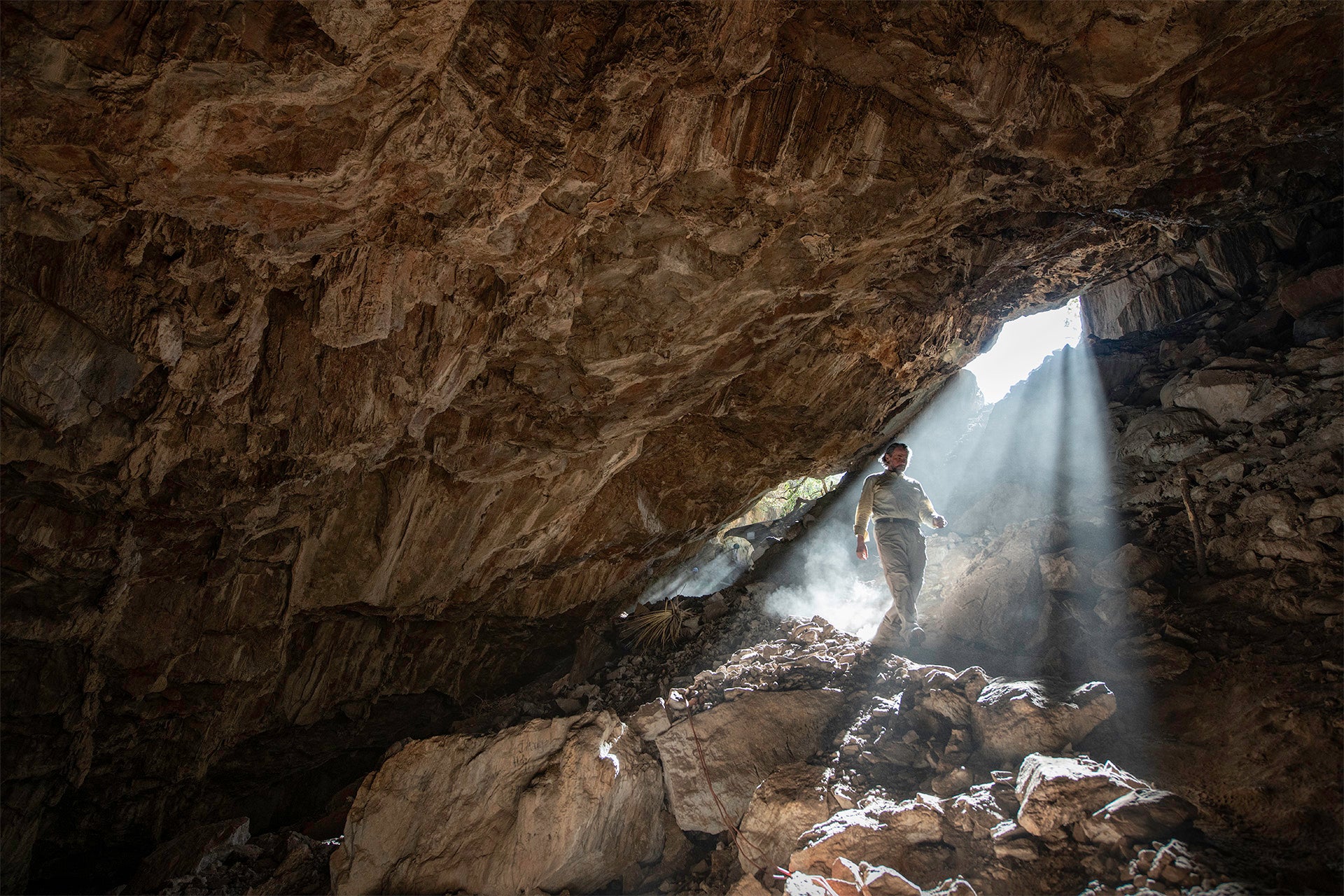 Excavation director Dr Ciprian Ardelean near the cave’s entrance