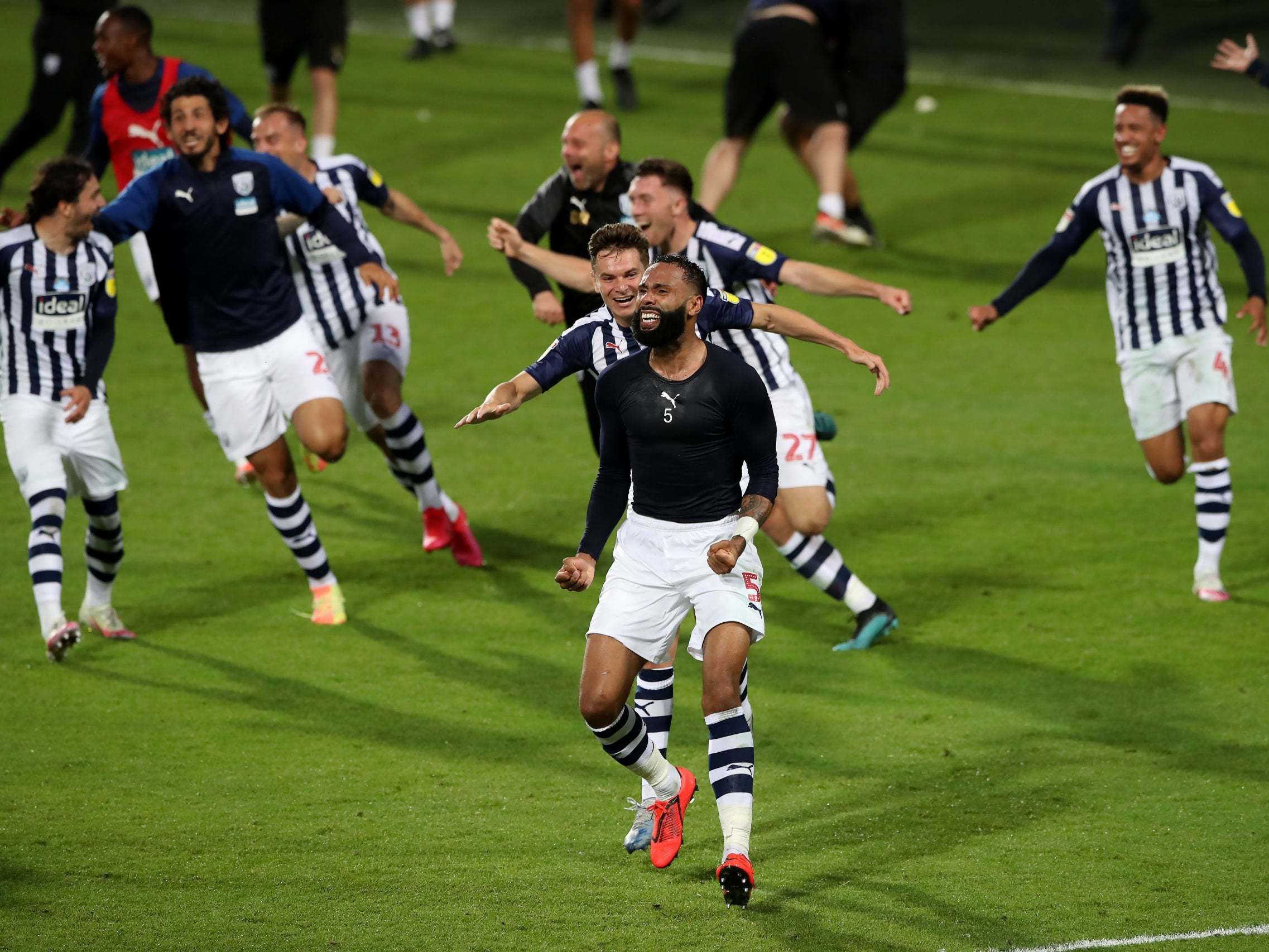 West Brom celebrate their promotion to the Premier League