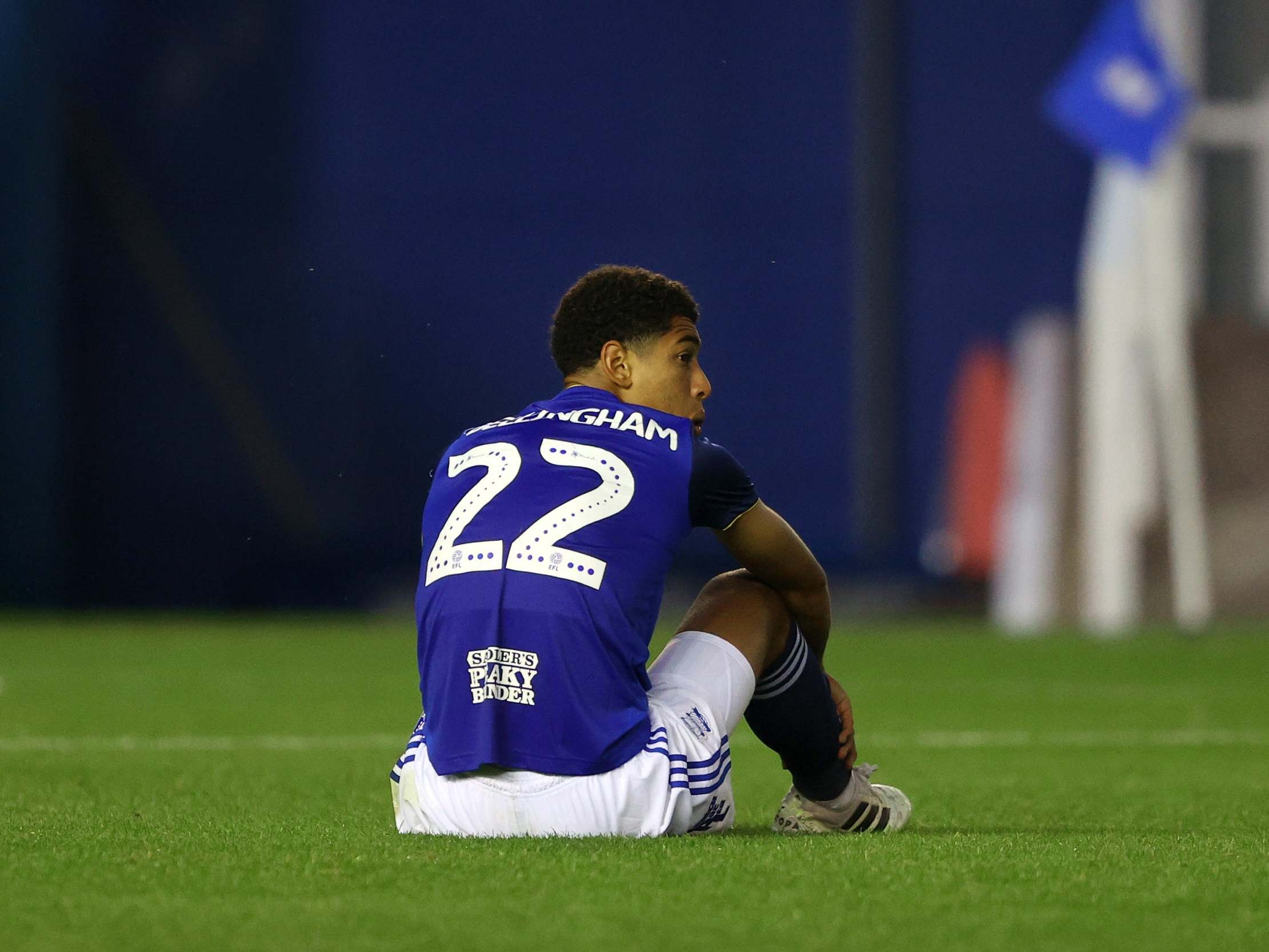 Bellingham spent nearly 45 minutes on the St Andrew's pitch after the full-time whistle