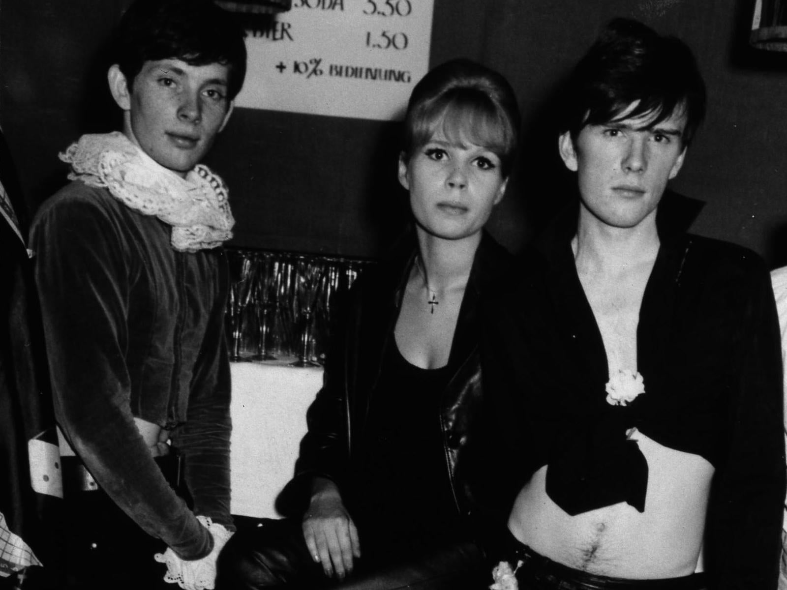 Artist Klaus Voormann with Kirchherr and Sutcliffe at a party at the LiLaLe in Hamburg in 1961