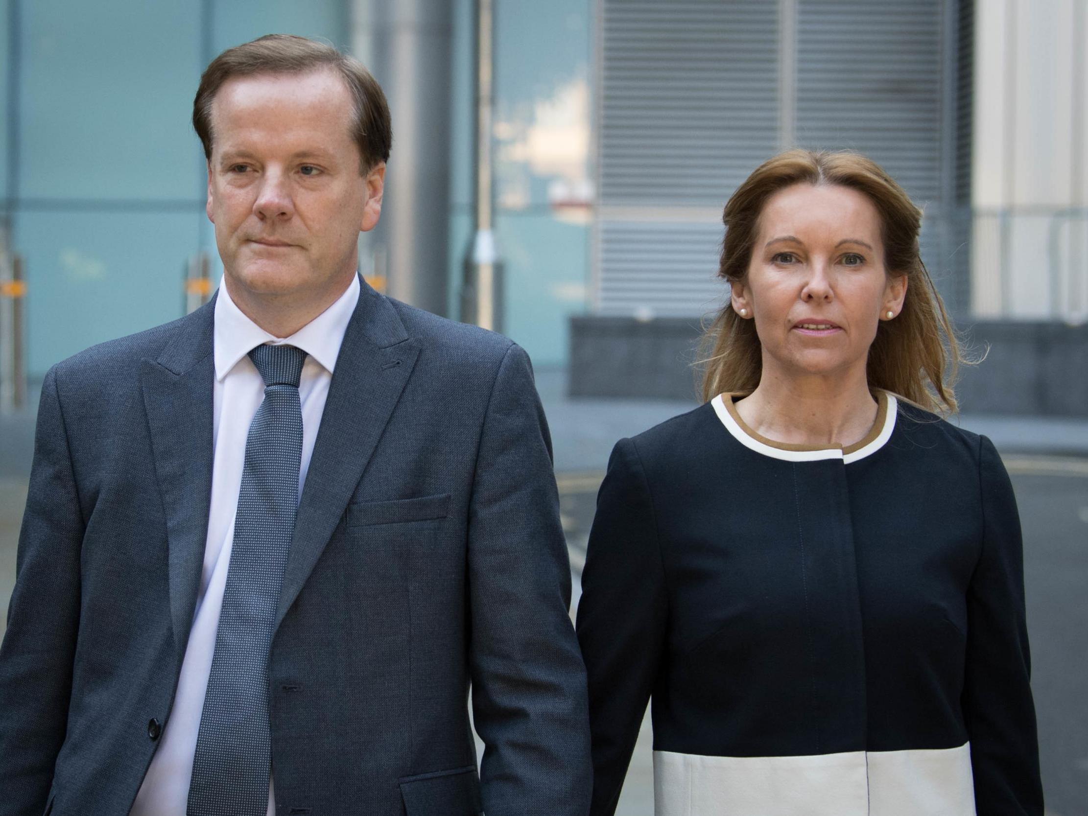 Former Conservative MP Charlie Elphicke, with MP for Dover Natalie Elphicke, arriving at Southwark Crown Court in London