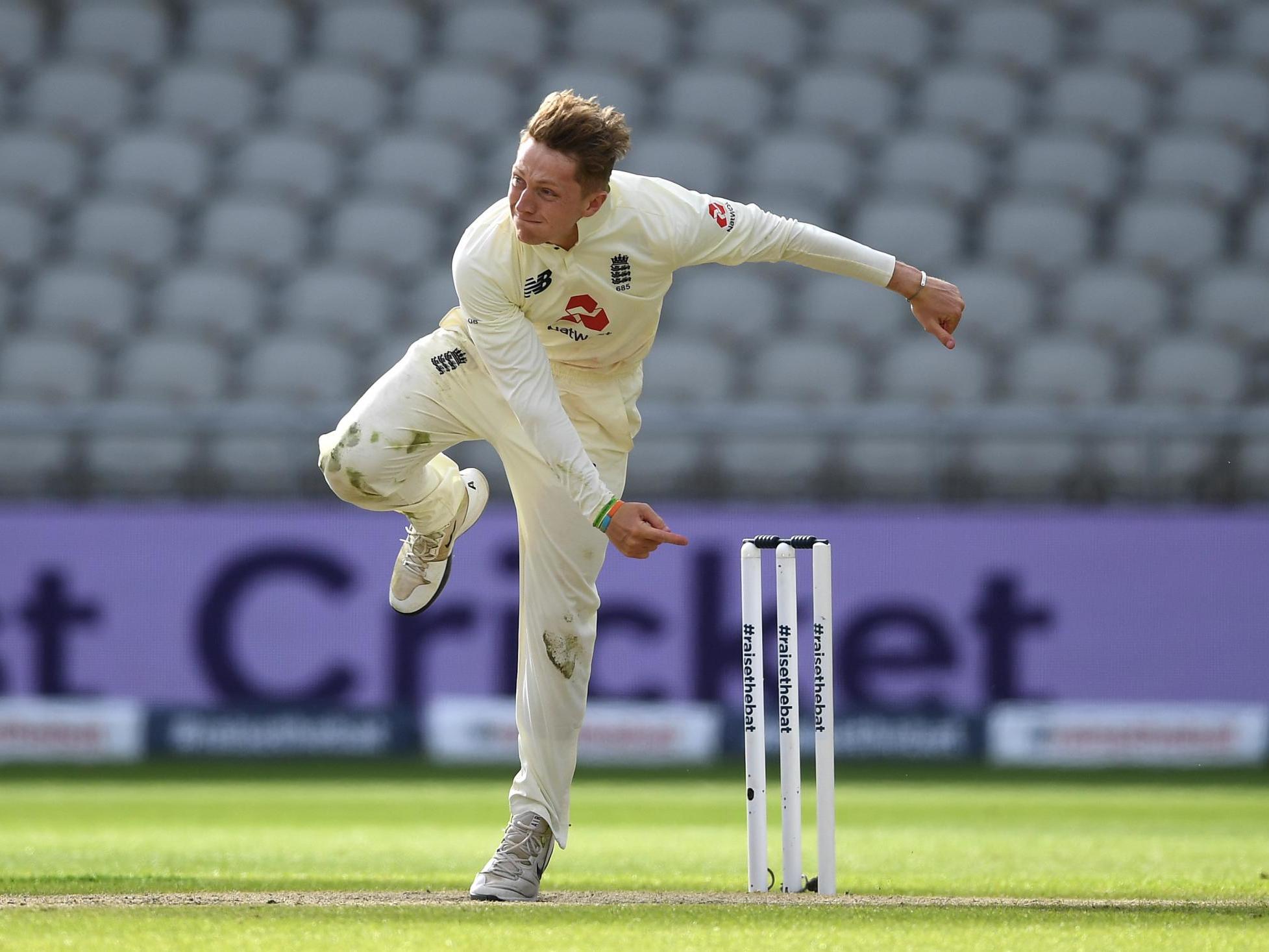 Dom Bess in action against the West Indies