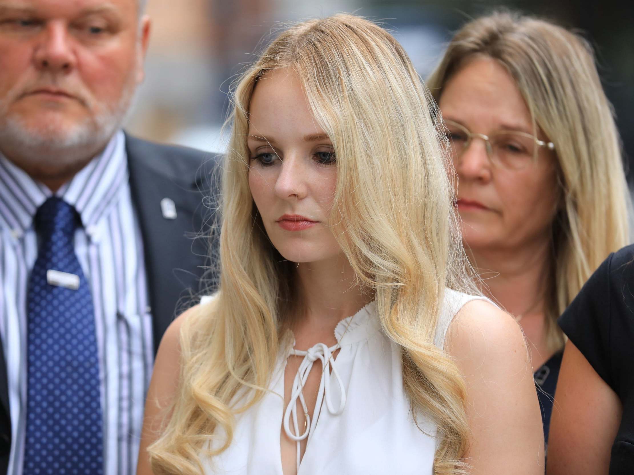 Wife Lissie Harper outside the Old Bailey in London yesterday