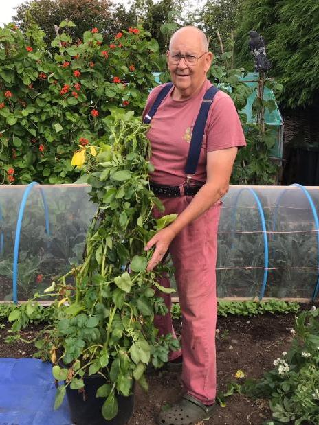 The 71-year-old in his garden in west Oxfordshire