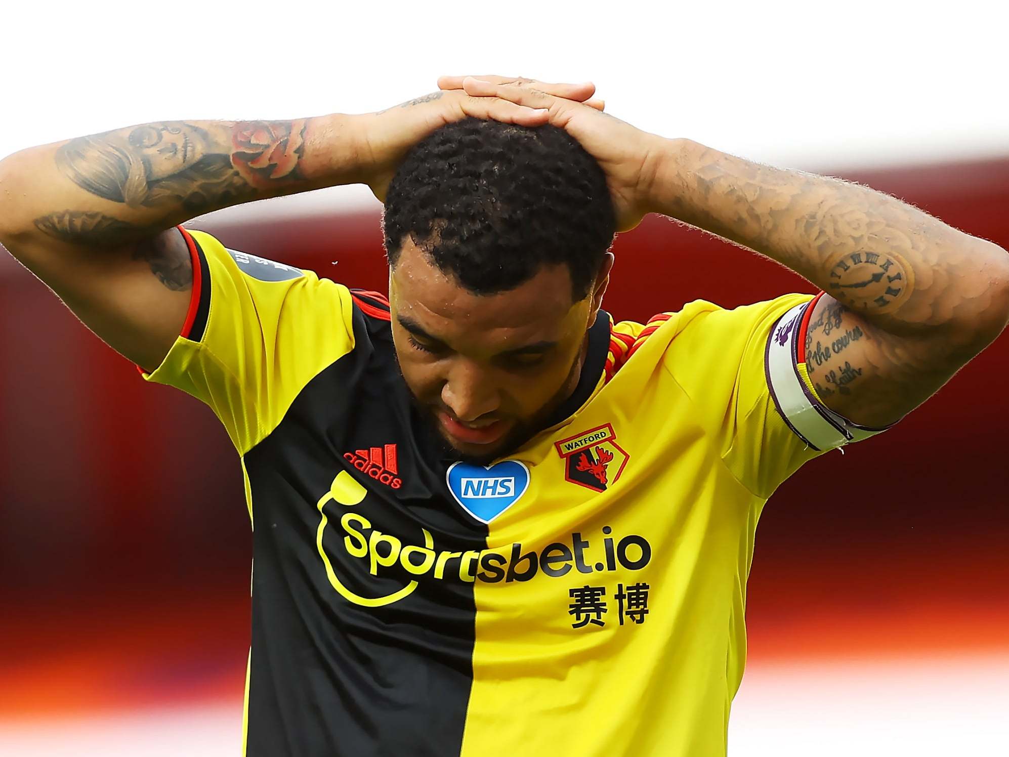 Troy Deeney reacts to Watford’s relegation