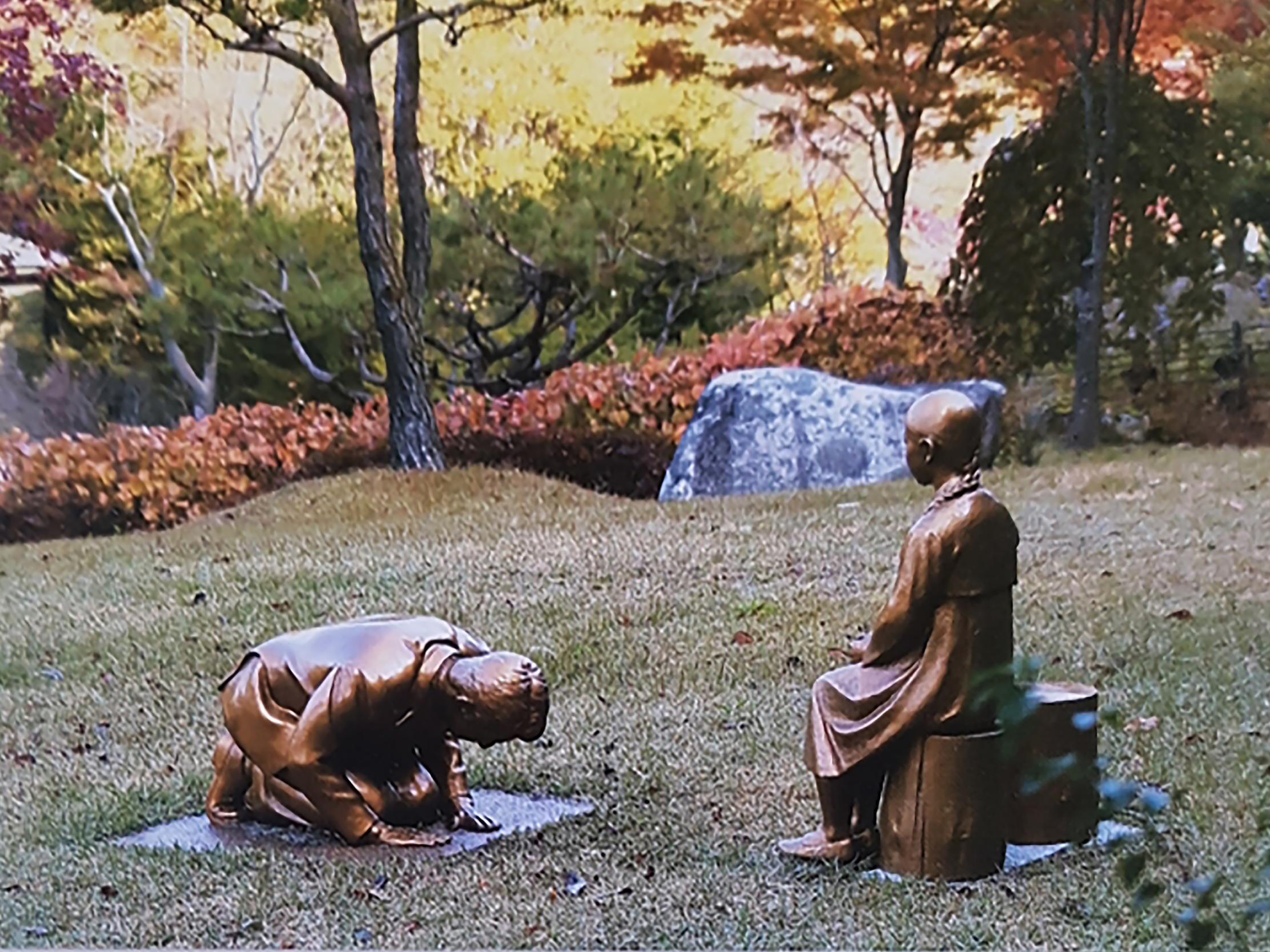 Statues are on display at the Korea Botanical Garden in Pyeongchang