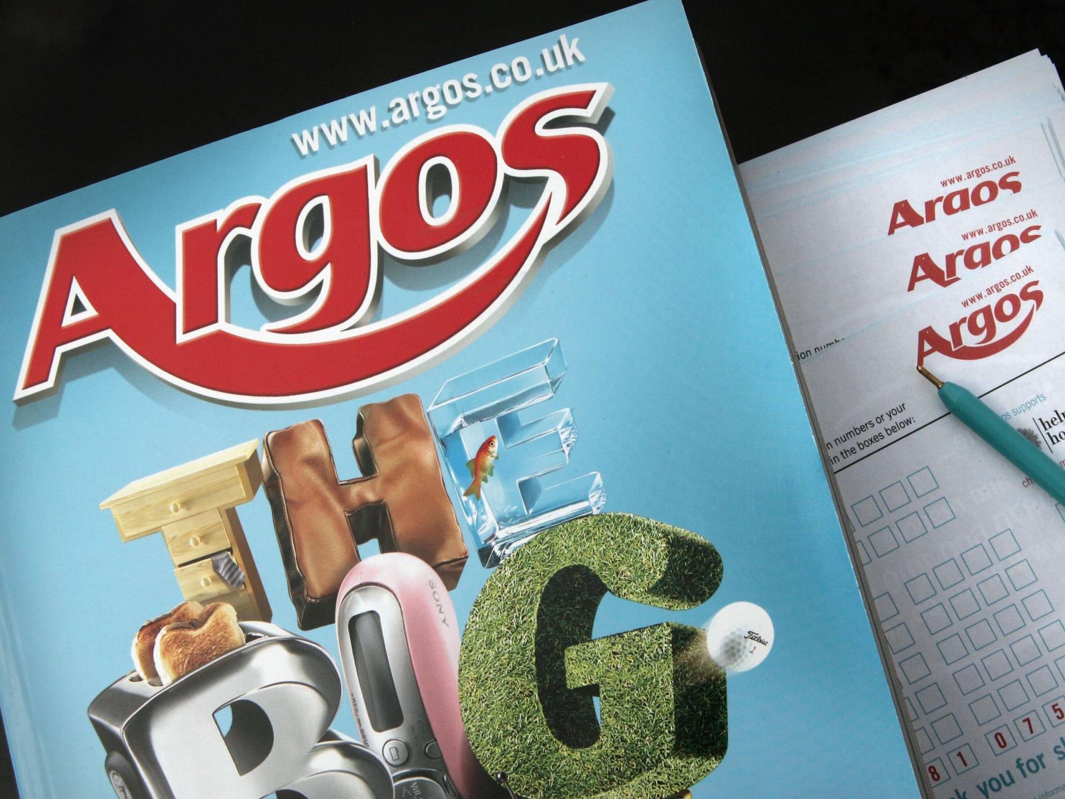 An Argos catalogue and purchase slips, pictured on 29 March 2006