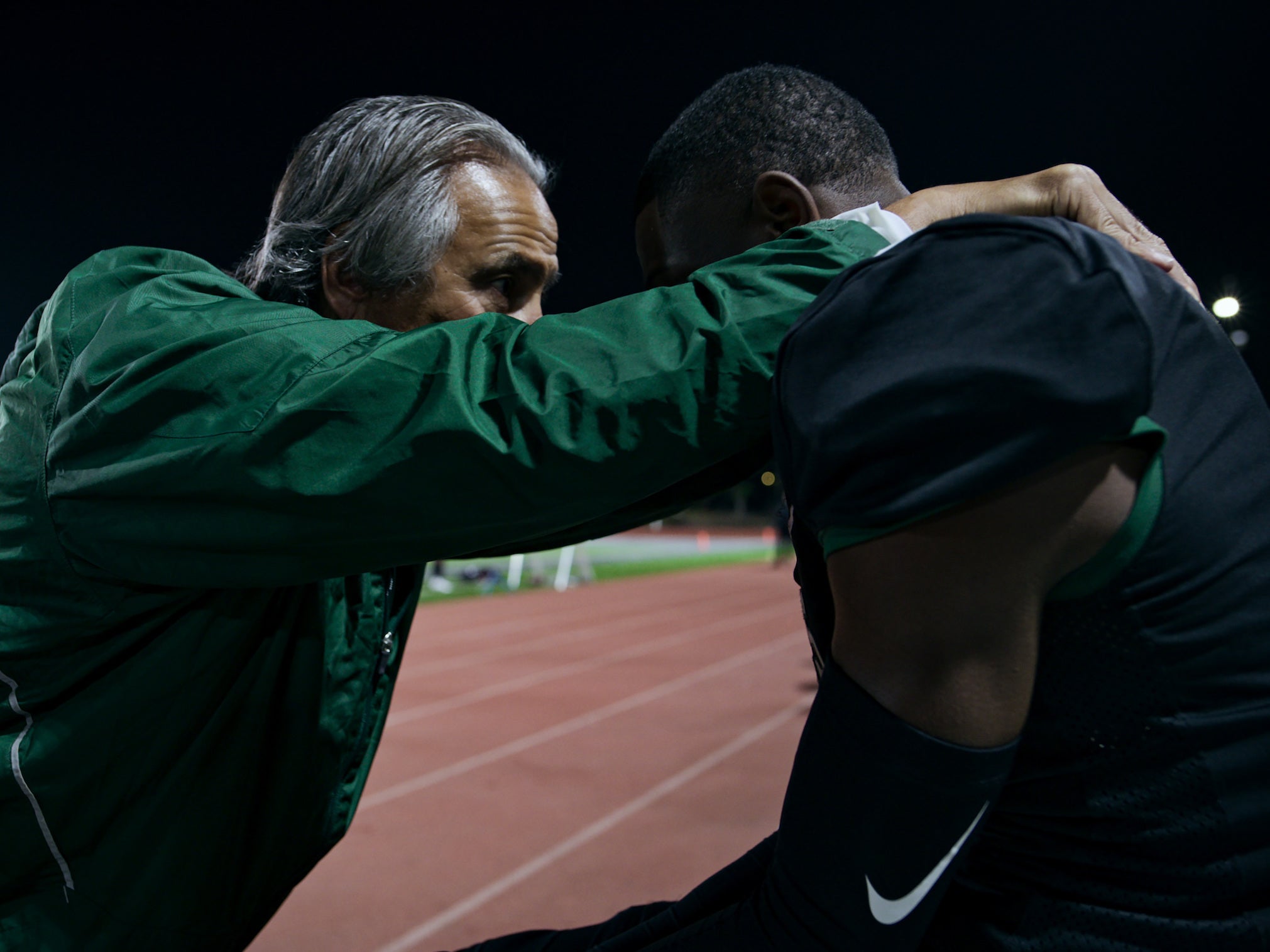 Coach John Beam and Rejzohn Wright in Last Chance U: Laney