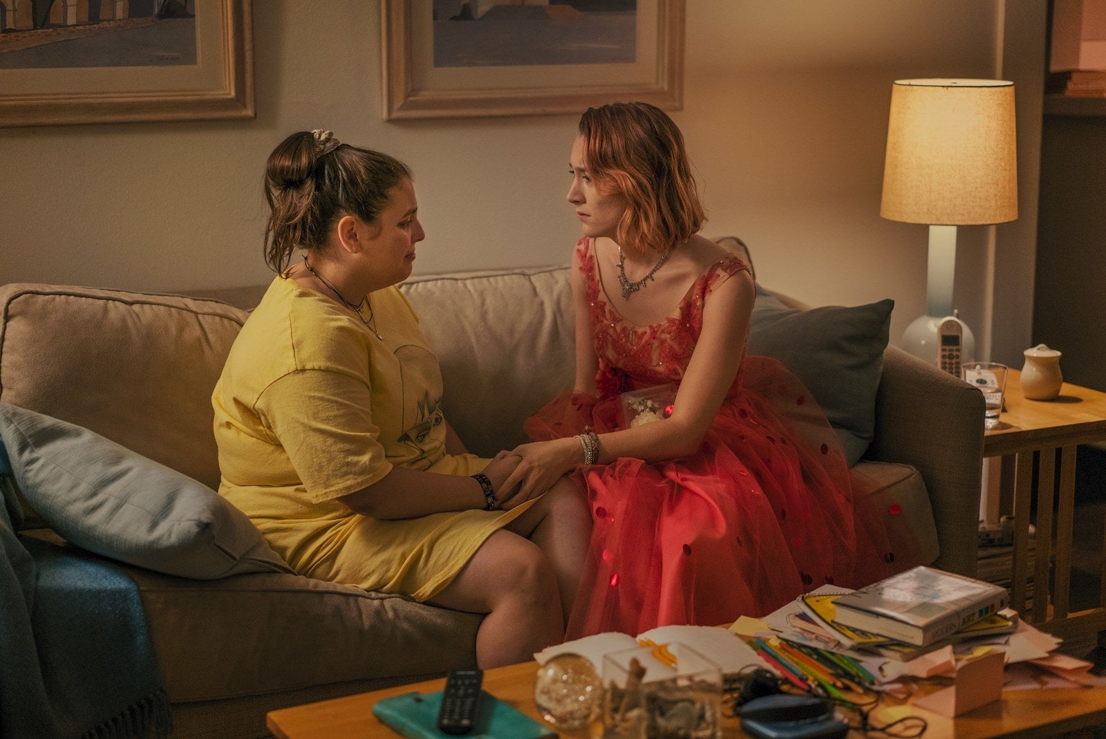 Beanie Feldstein and Saoirse Ronan in ‘Lady Bird’