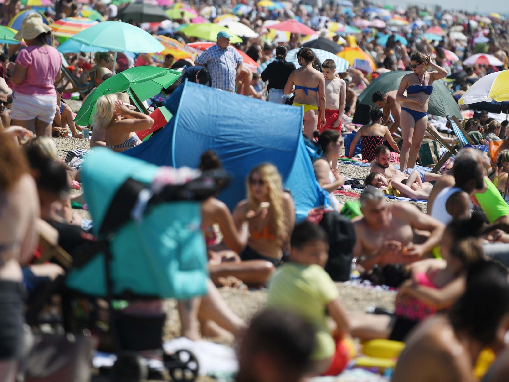 People enjoy the sunshine at Southend Beach