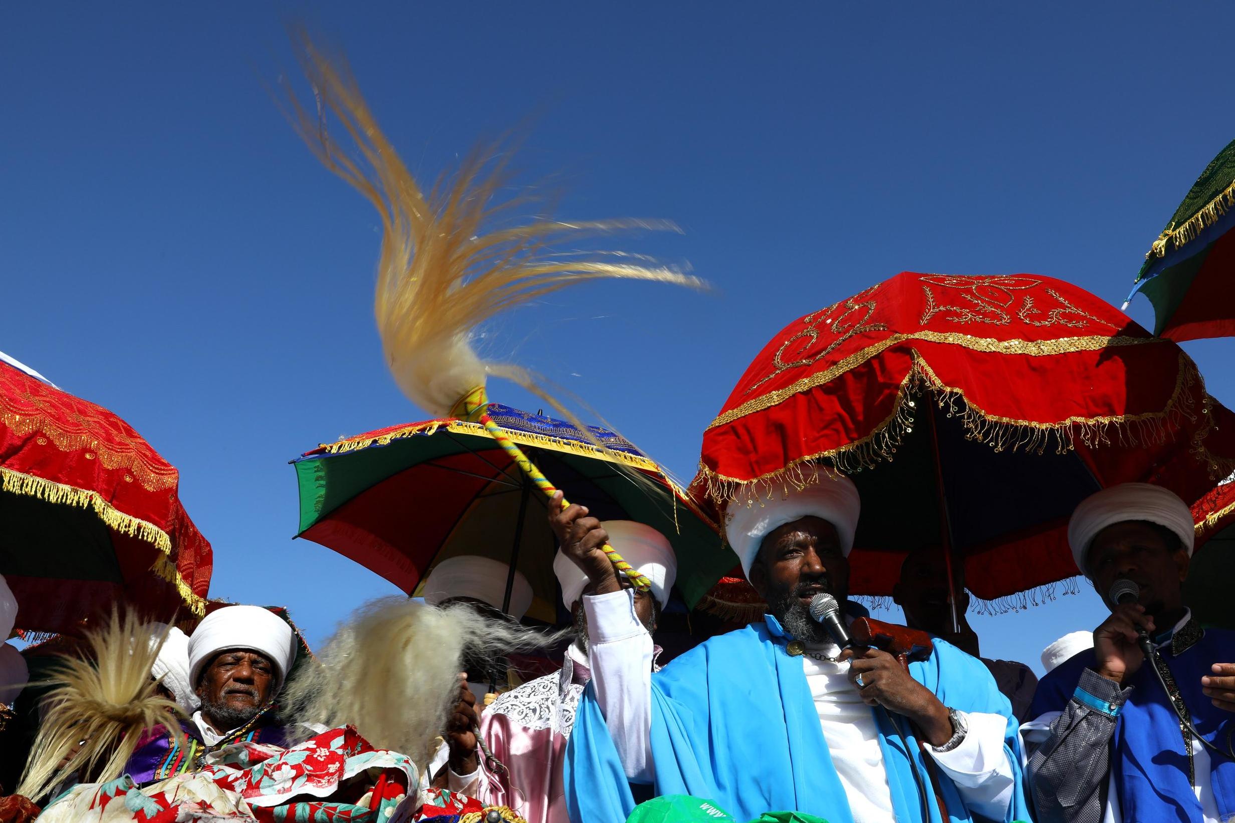 Ethiopian Jewish leaders lead prayers during the Sigd holiday marking the desire to ‘return to Jerusalem’