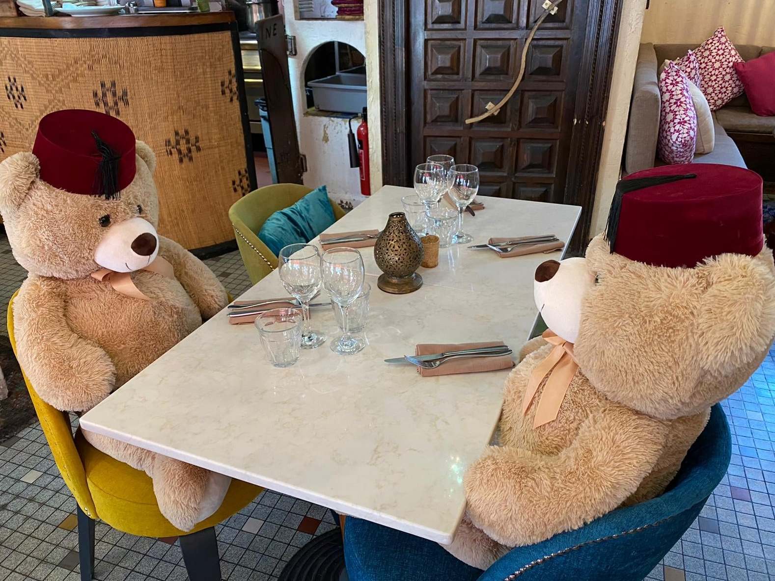 The bars are placed on tables off-limits to diners