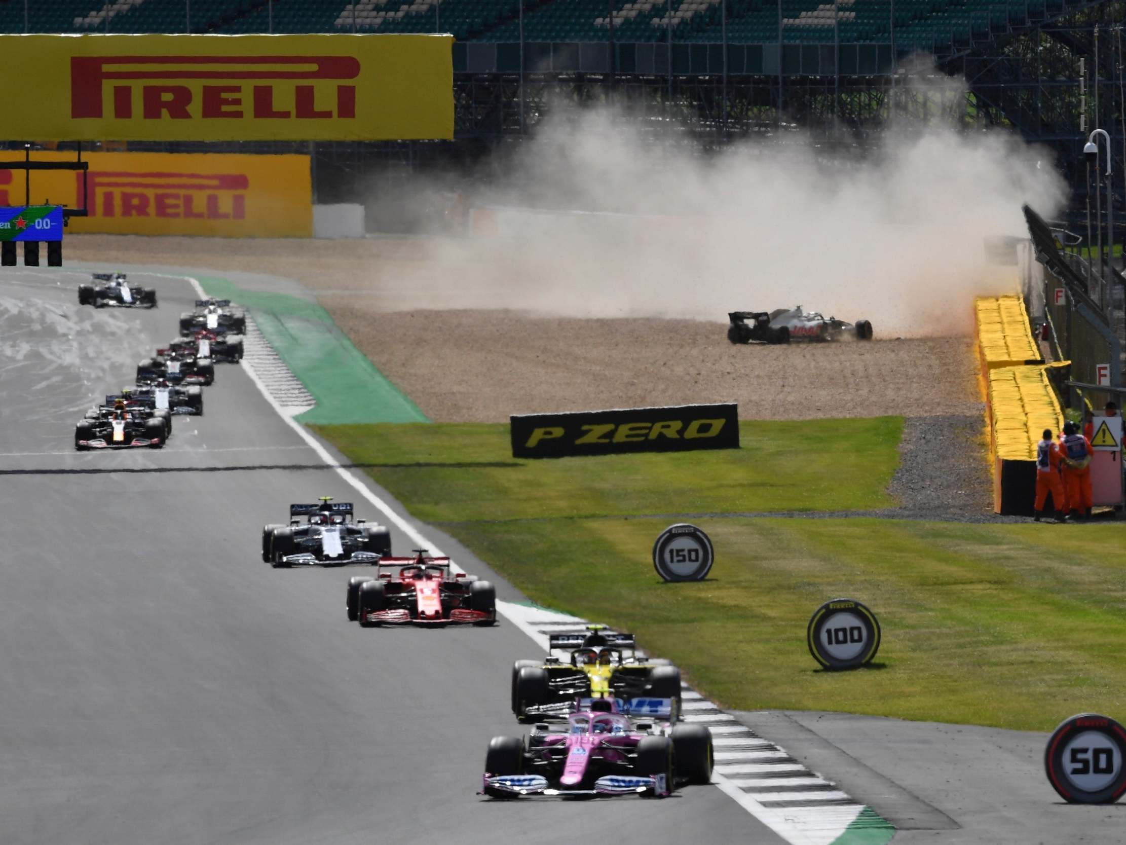 Kevin Magnussen goes off on the first lap of the British Grand Prix