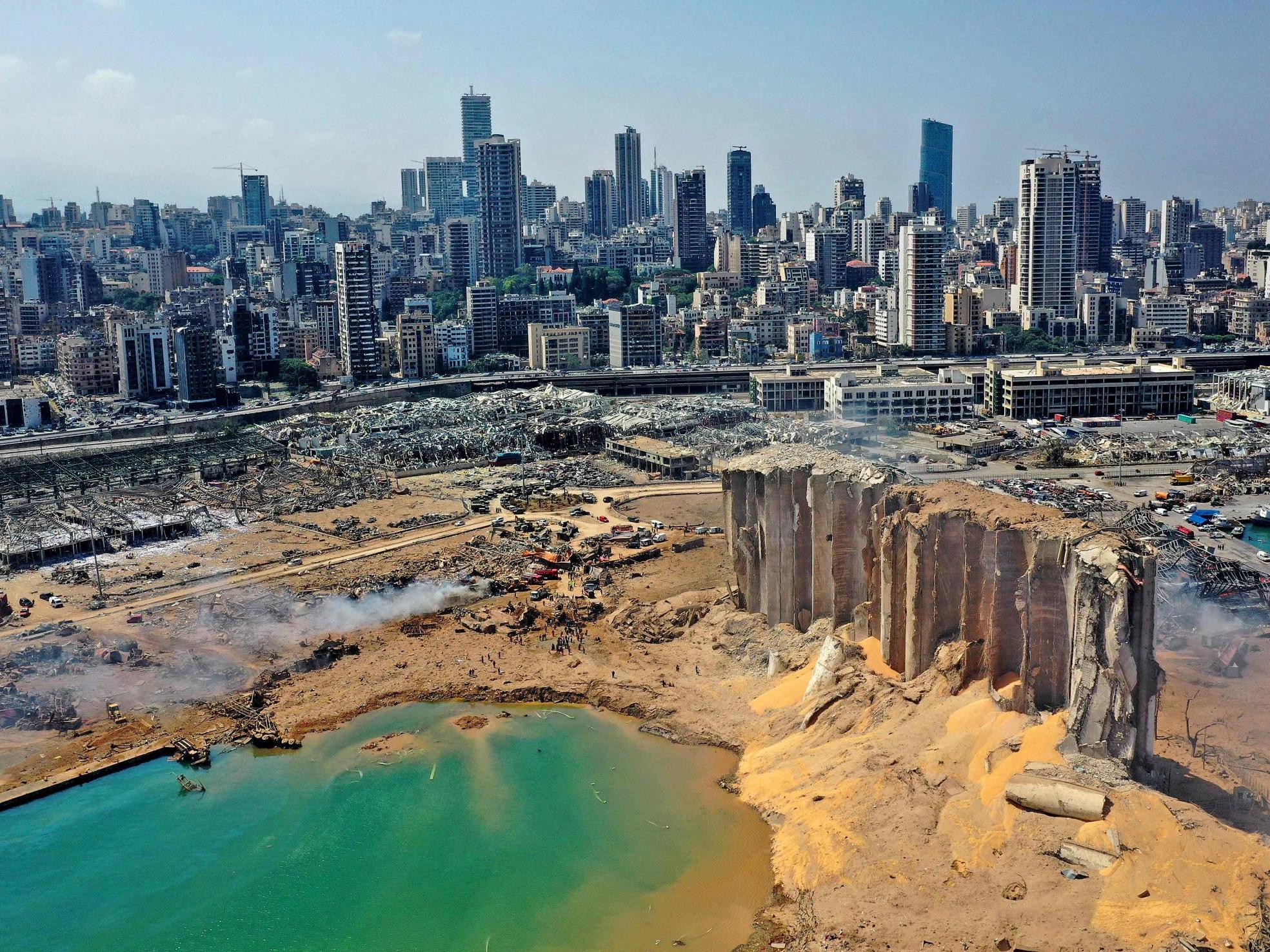 Tuesday’s explosion has left behind a huge crater in the port area (AFP/Getty)