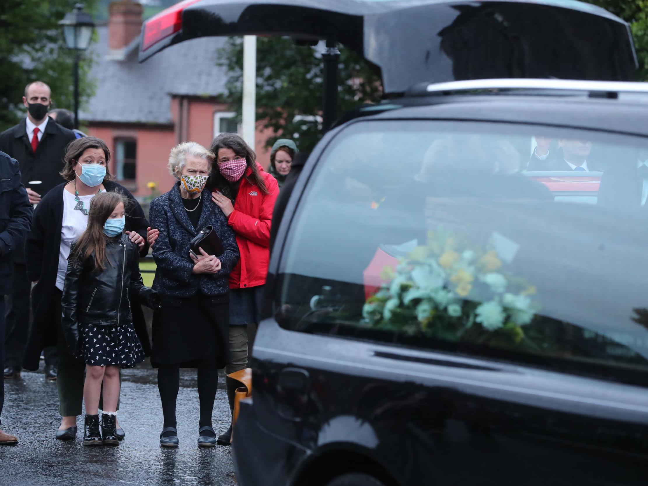 The coffin of John Hume is taken into St Eugene’s Cathedral in Londonderry