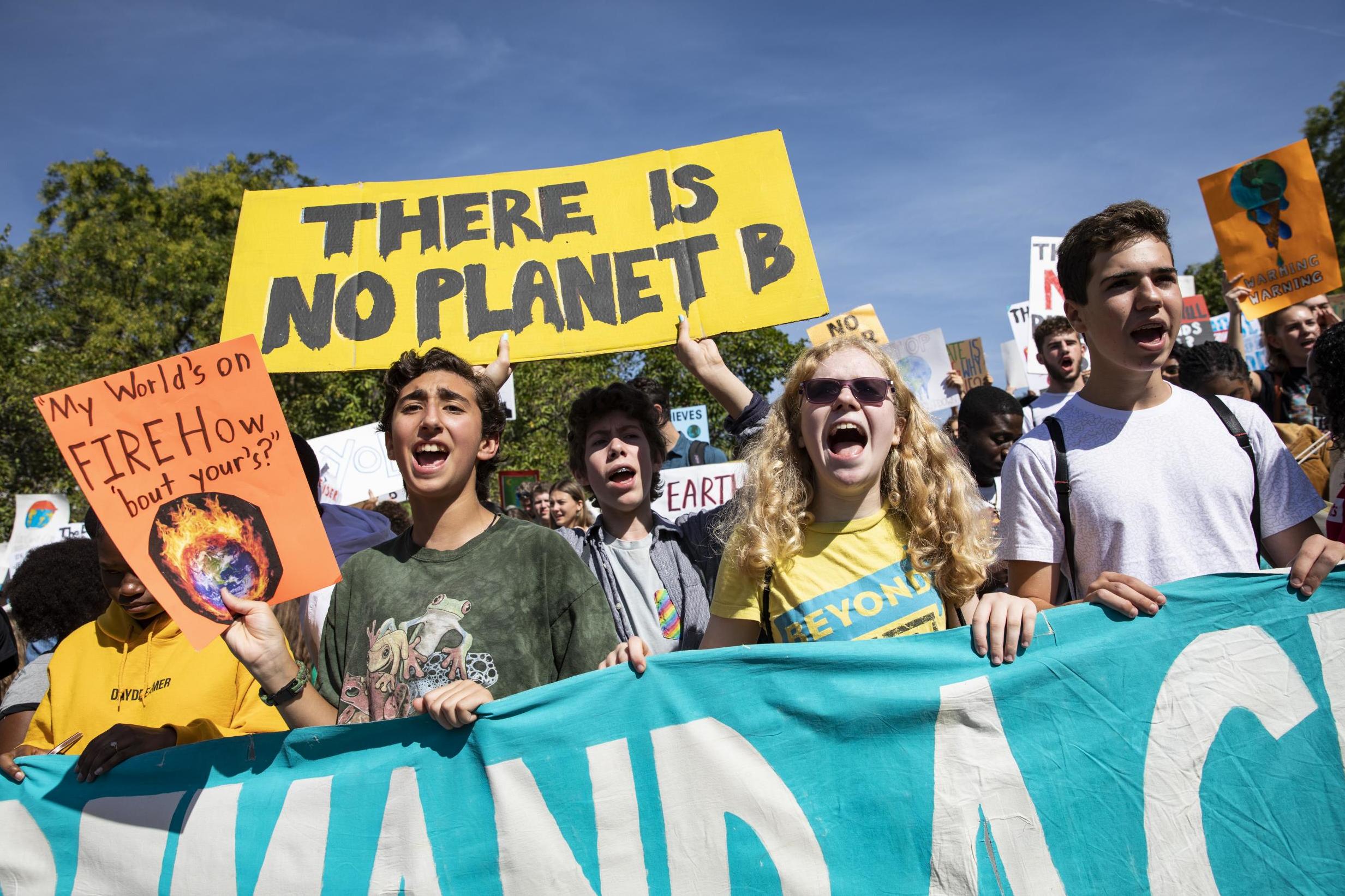 Activists gather in Washington DC for the Global Climate Strike (Getty)