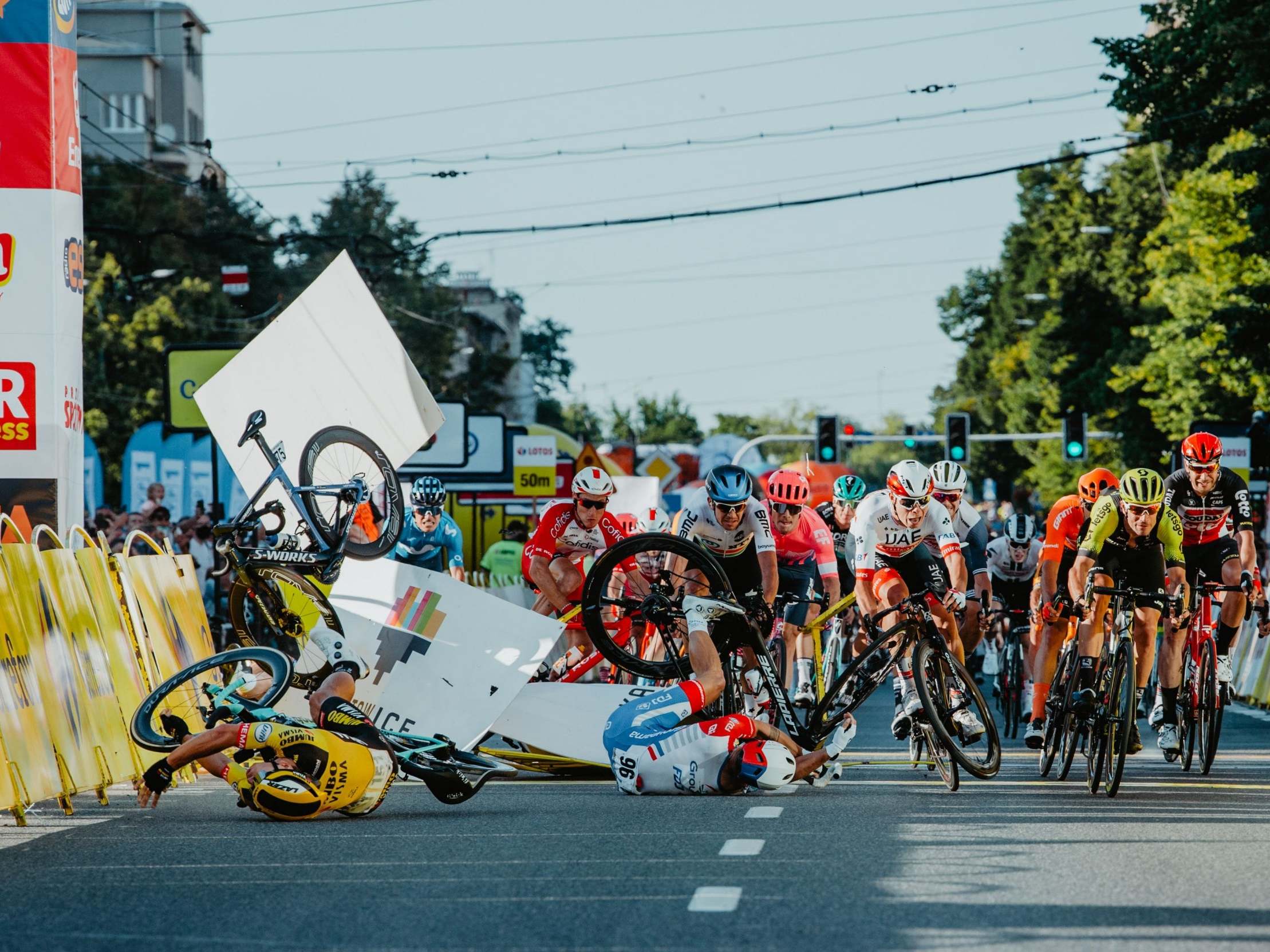 Fabio Jacobsen suffered serious injuries in a crash on the Tour of Poland