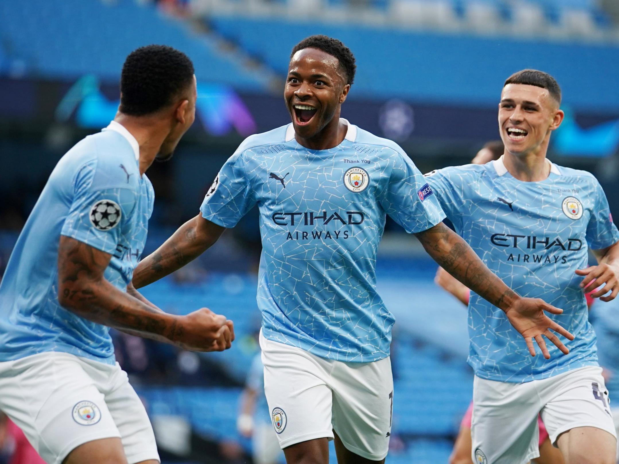 Manchester City’s Raheem Sterling celebrates scoring