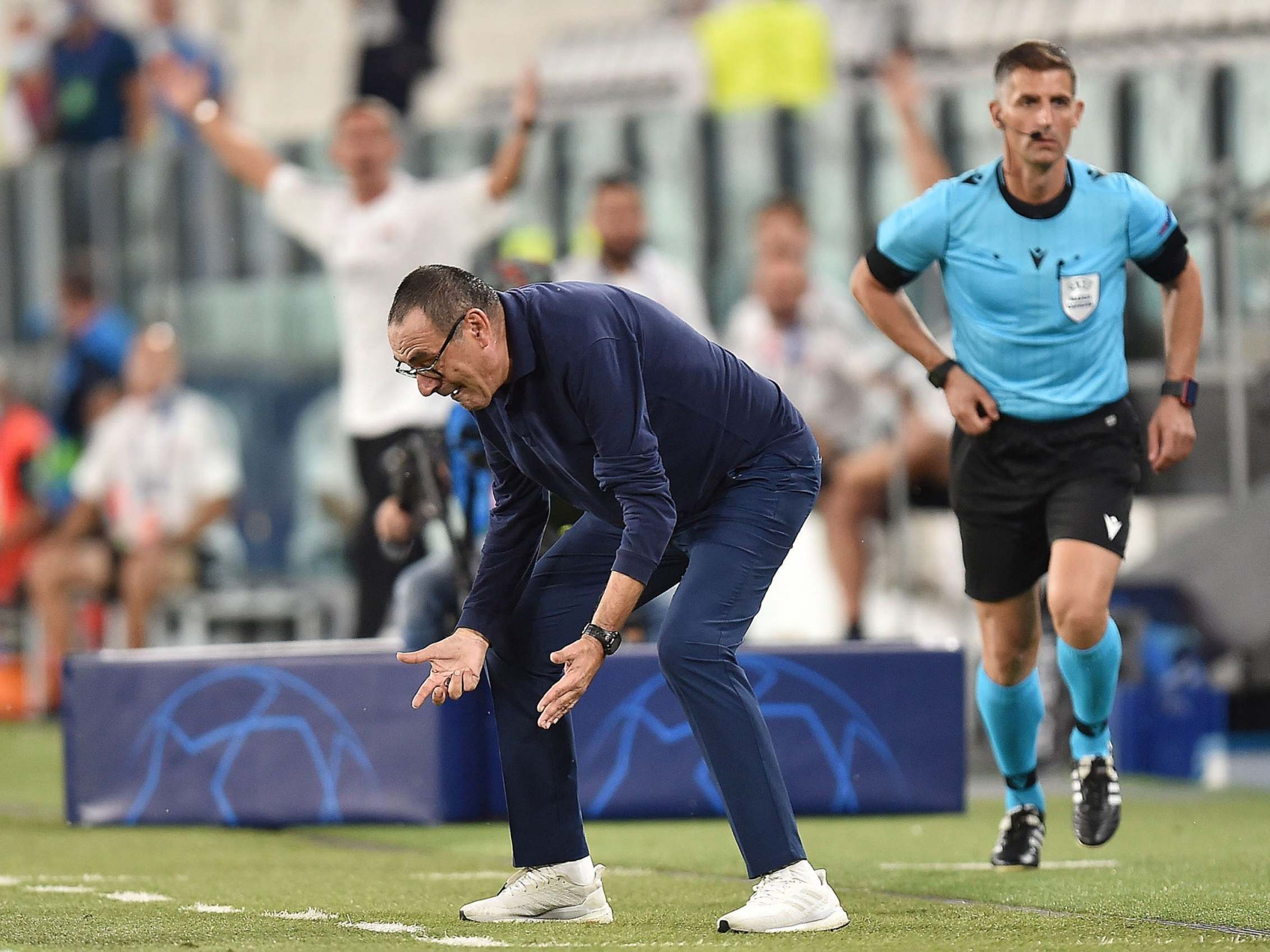 Maurizio Sarri during Juventus's Champions League second leg with Lyon