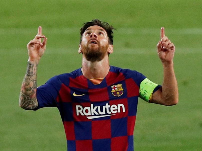 Barcelona's Lionel Messi celebrates scoring