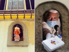 Medieval ‘wine windows’ used in restaurants in Italy to maintain social distancing