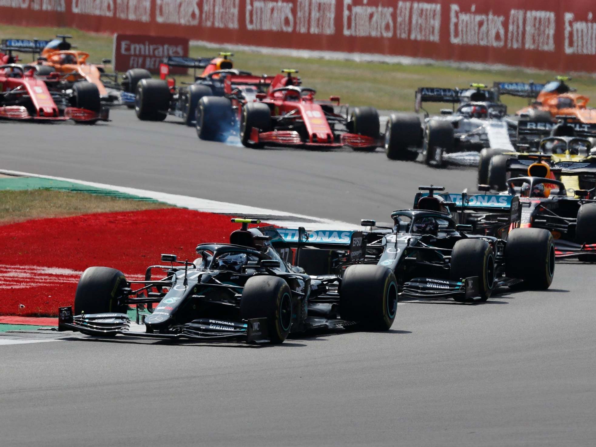 Bottas led from pole but soon lost the lead to Verstappen