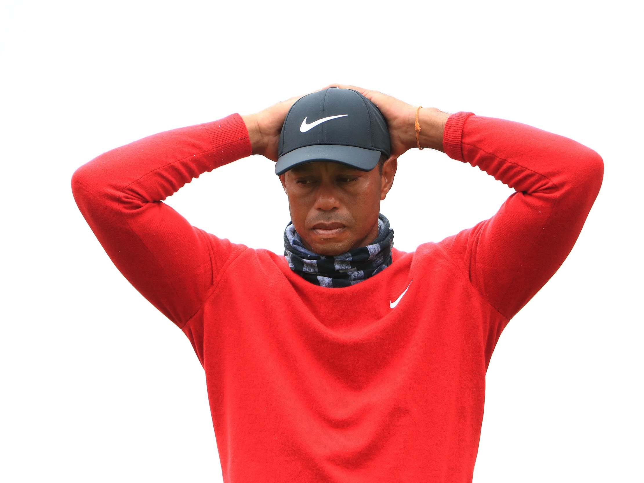 Tiger Woods reacts during his final round at the PGA Championship