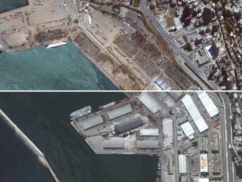 Beirut port, before and after Tuesday’s explosion