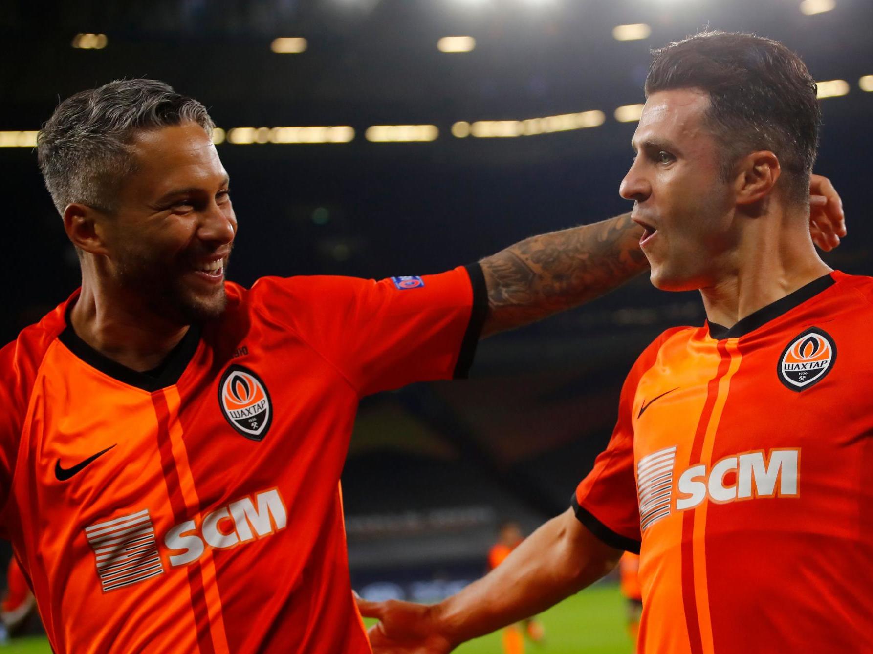 Marlos celebrates with Moraes vs Basel