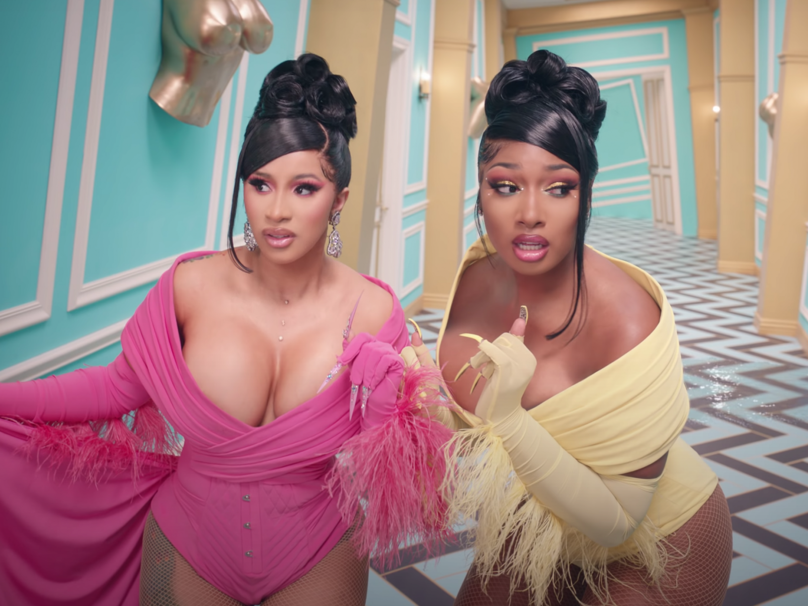 Cardi (left) and Megan in the ‘WAP‘ video