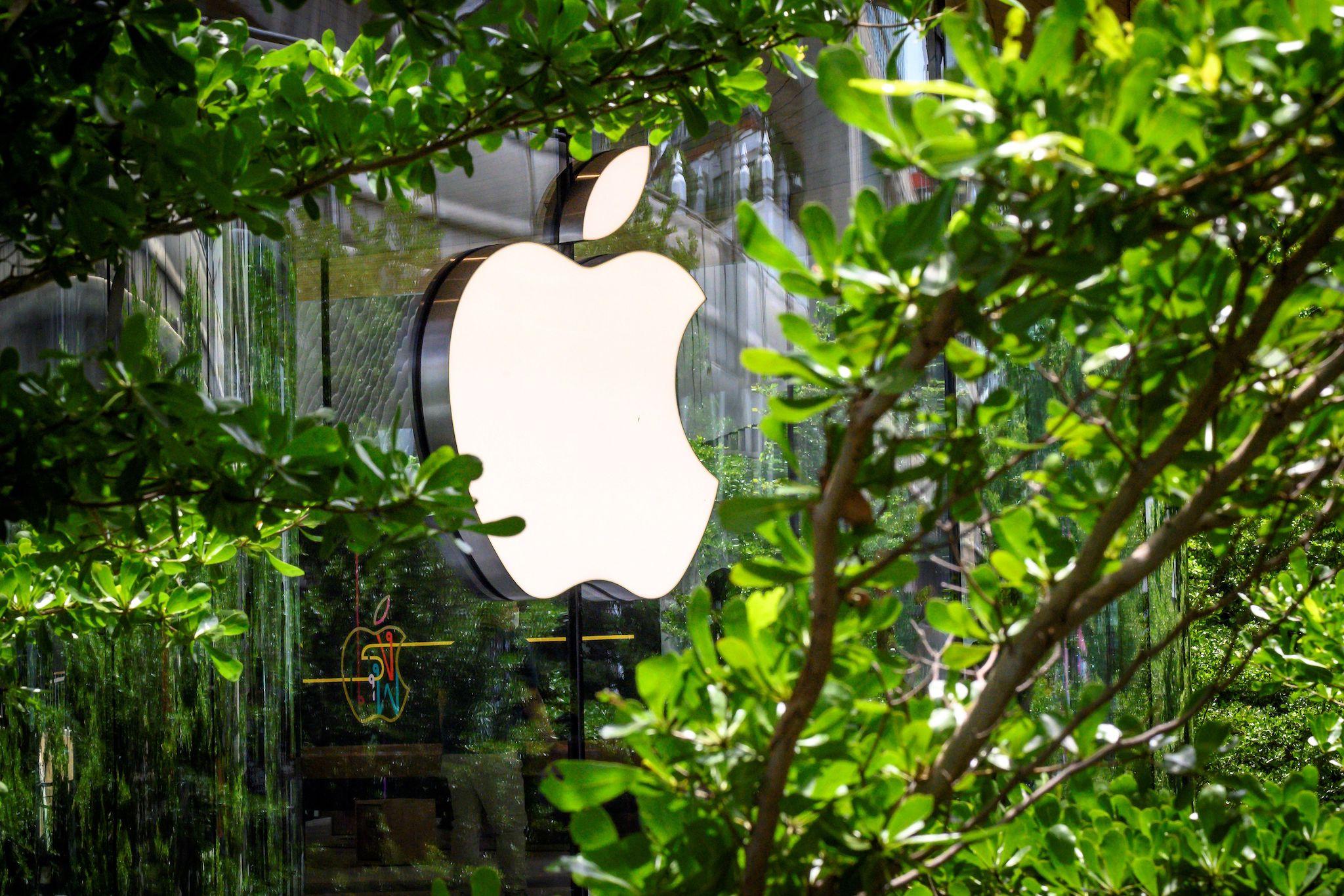 The Apple logo outside a newly opened store in Bangkok