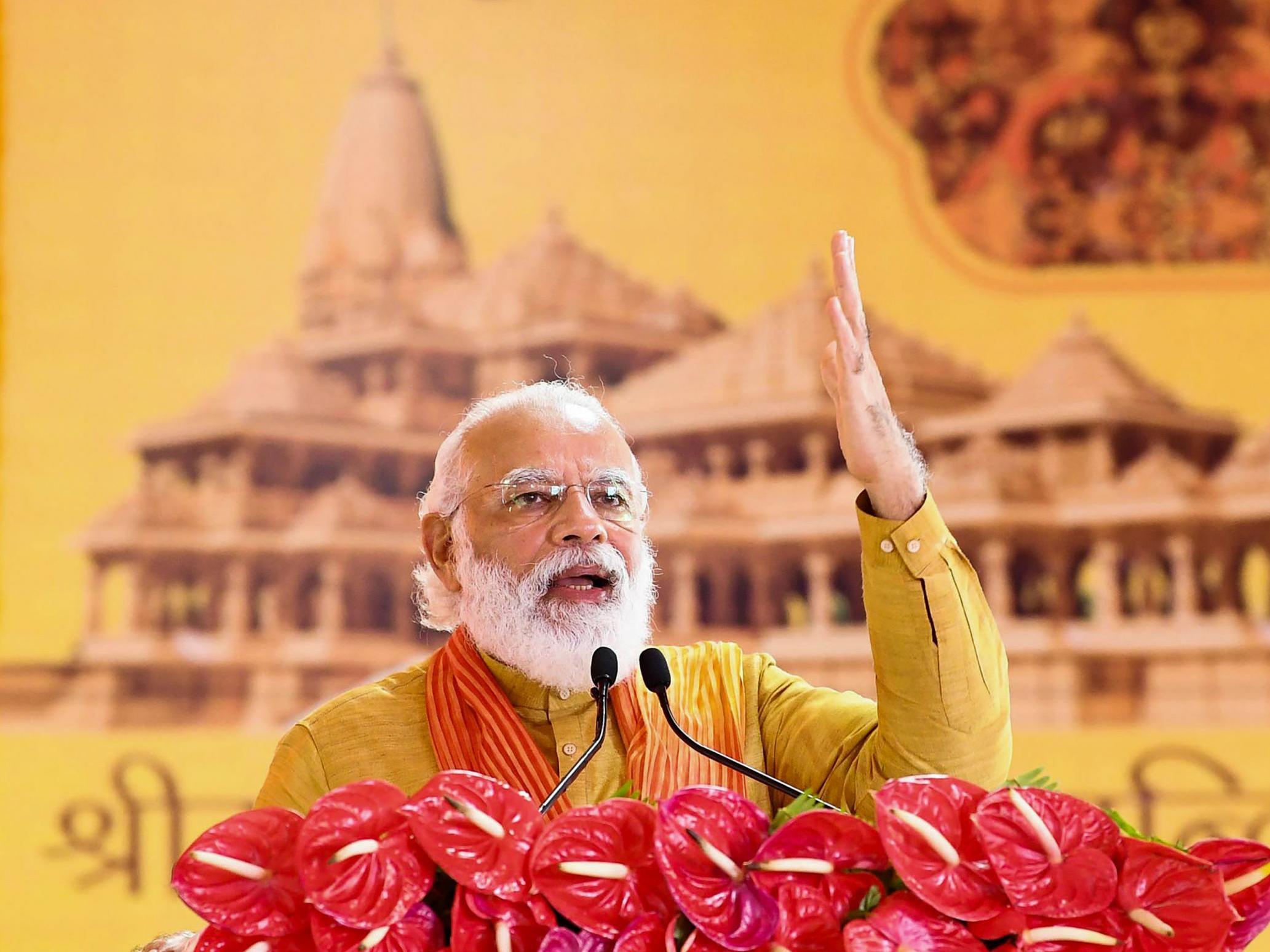 Footage showed India's prime minister, Narendra Modi, shaking hands with Hindu priest who later tested positive for virus