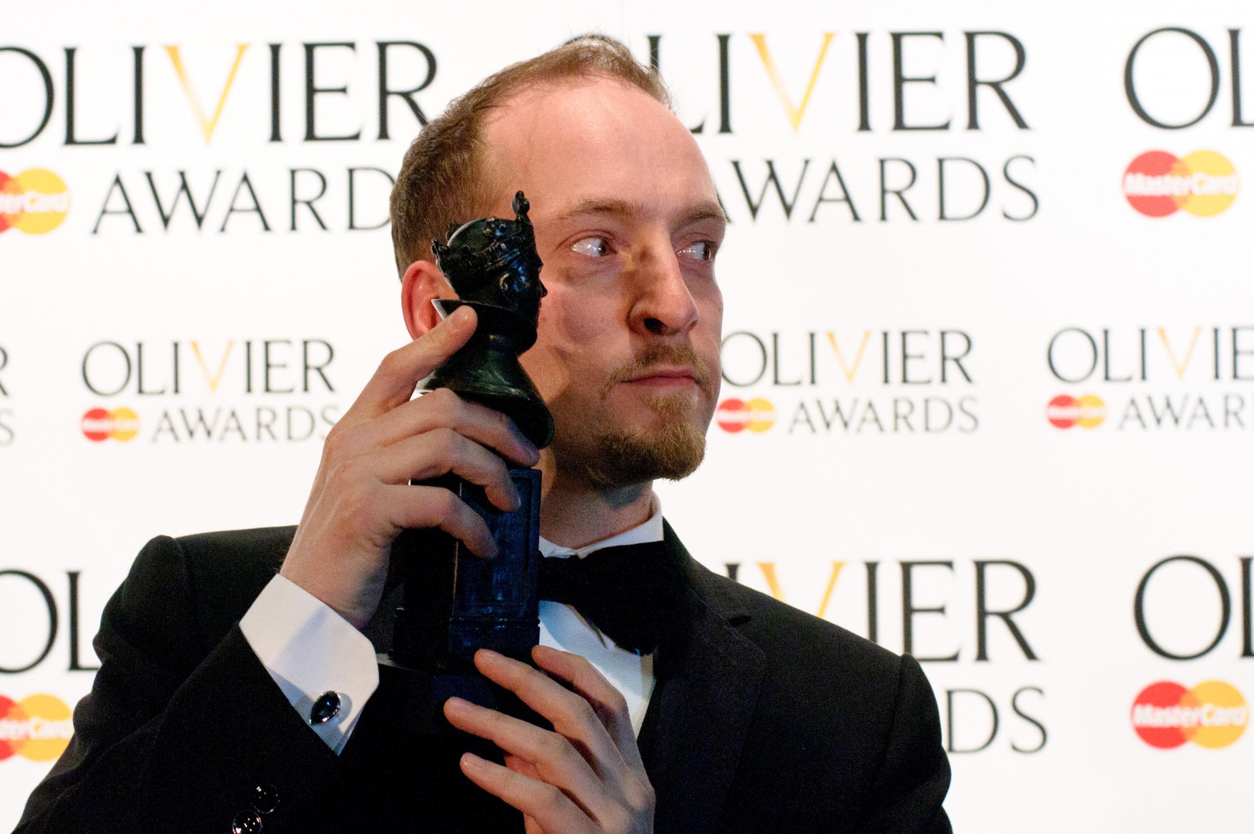 Derren Brown at the 2012 Olivier Awards with his Best Entertainment gong for ‘Svengali’