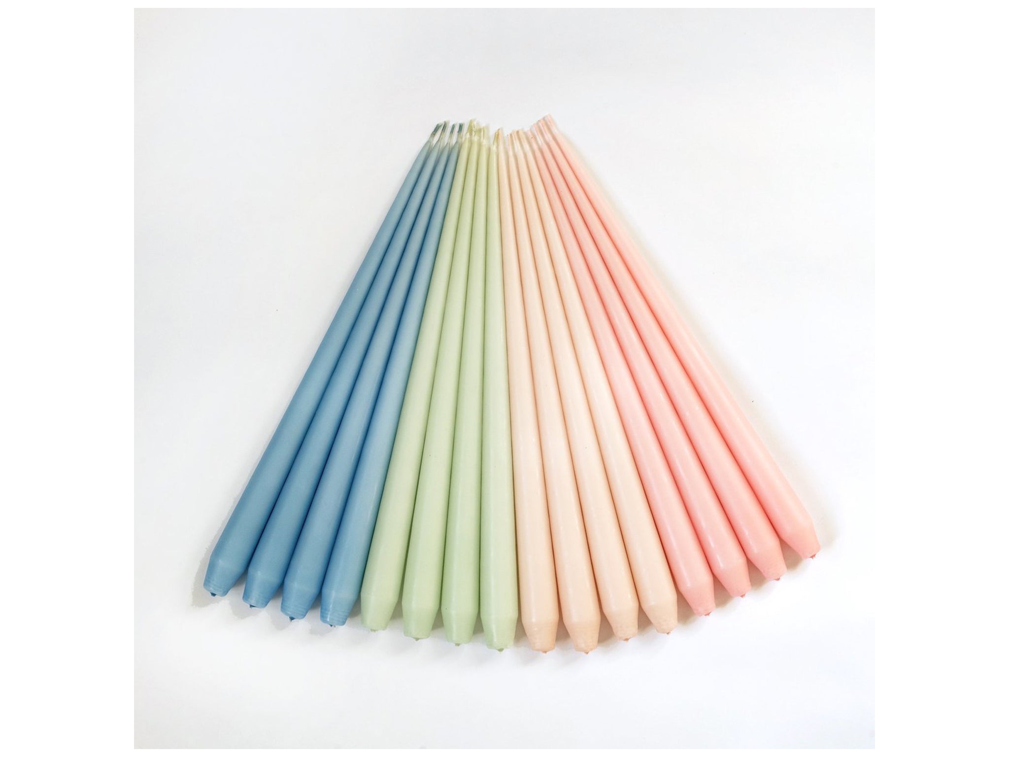 This candle bundle offers an array of pastel rainbow shades