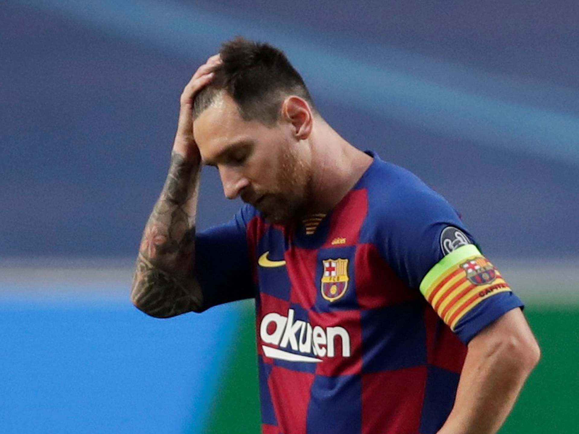 Lionel Messi looks dejected as Bayern Munich take control