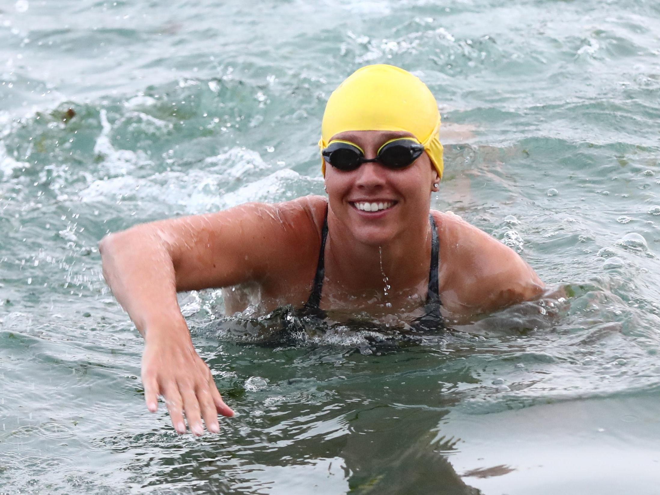 The 35-year-old took 10 hours and 40 minutes to complete the swim